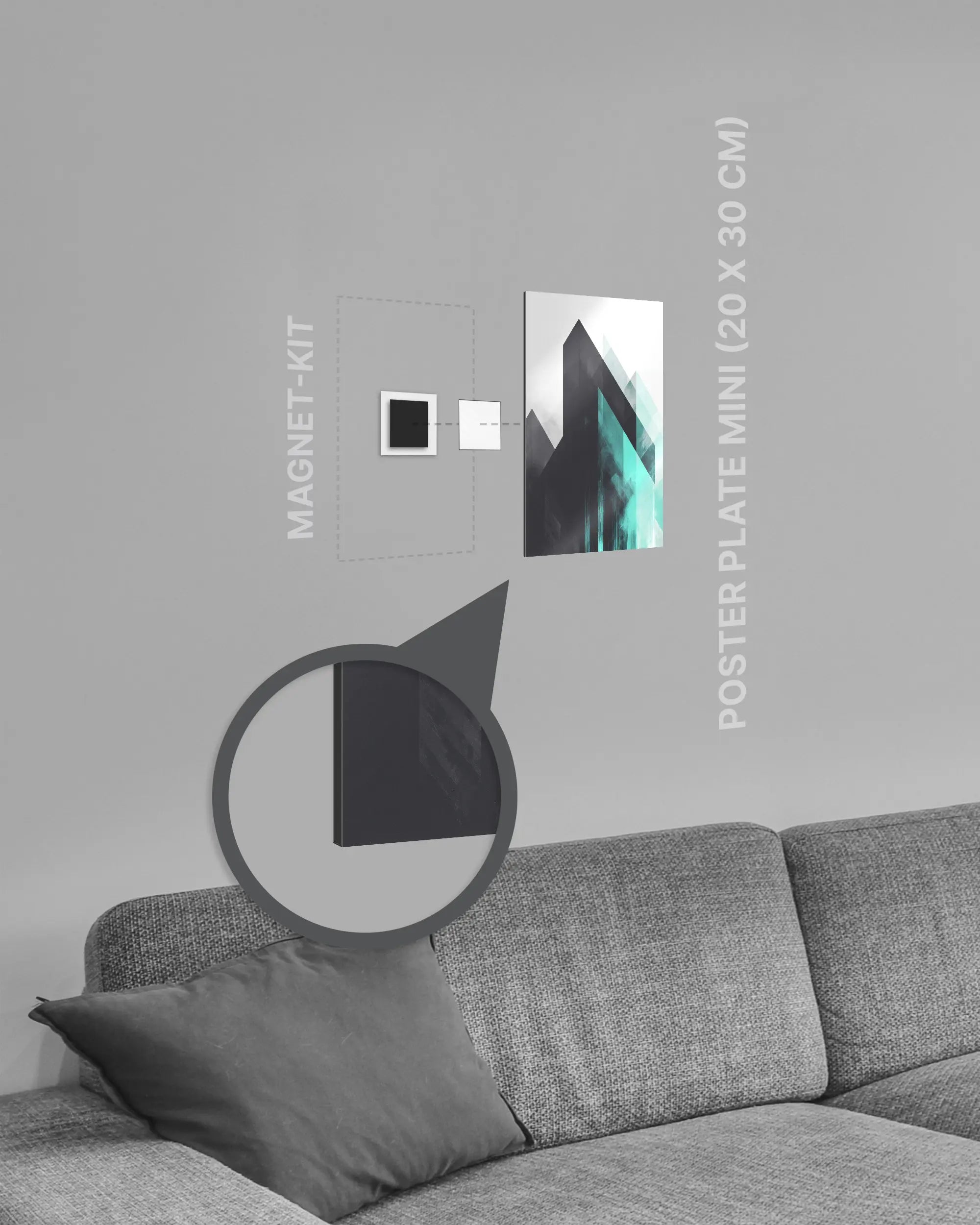 Magnet-Kit Seitenansicht des Poster Plate Designs Ein Abstrakt im Metallic Style in der Größe Mini (20 x 30 cm)