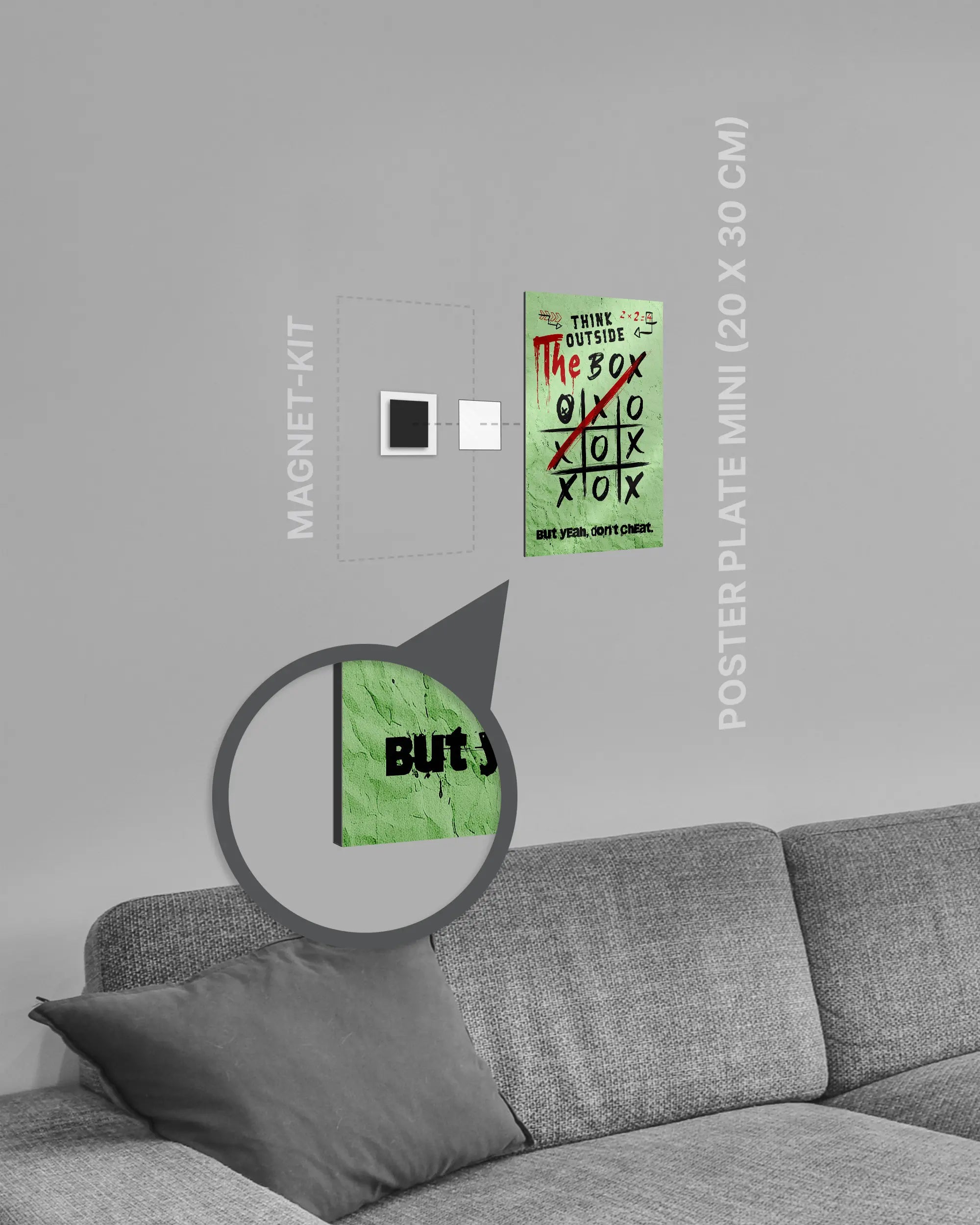 Magnet-Kit Seitenansicht des Poster Plate Designs Boxing Outside im Metallic Style in der Größe Mini (20 x 30 cm)