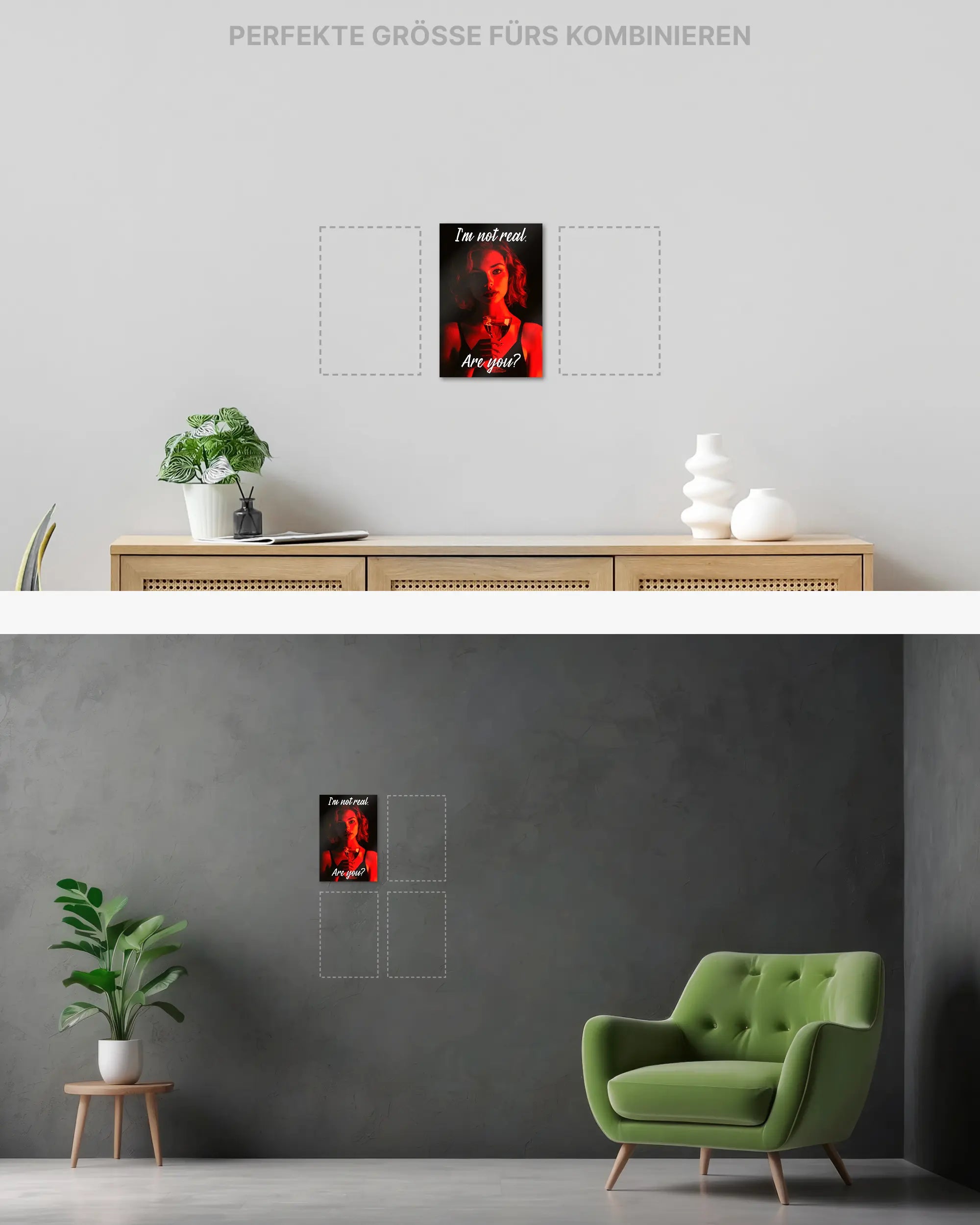 Wandansicht des Poster Plate Designs Are you for real im Metallic Style in der Größe Mini (20 x 30 cm)