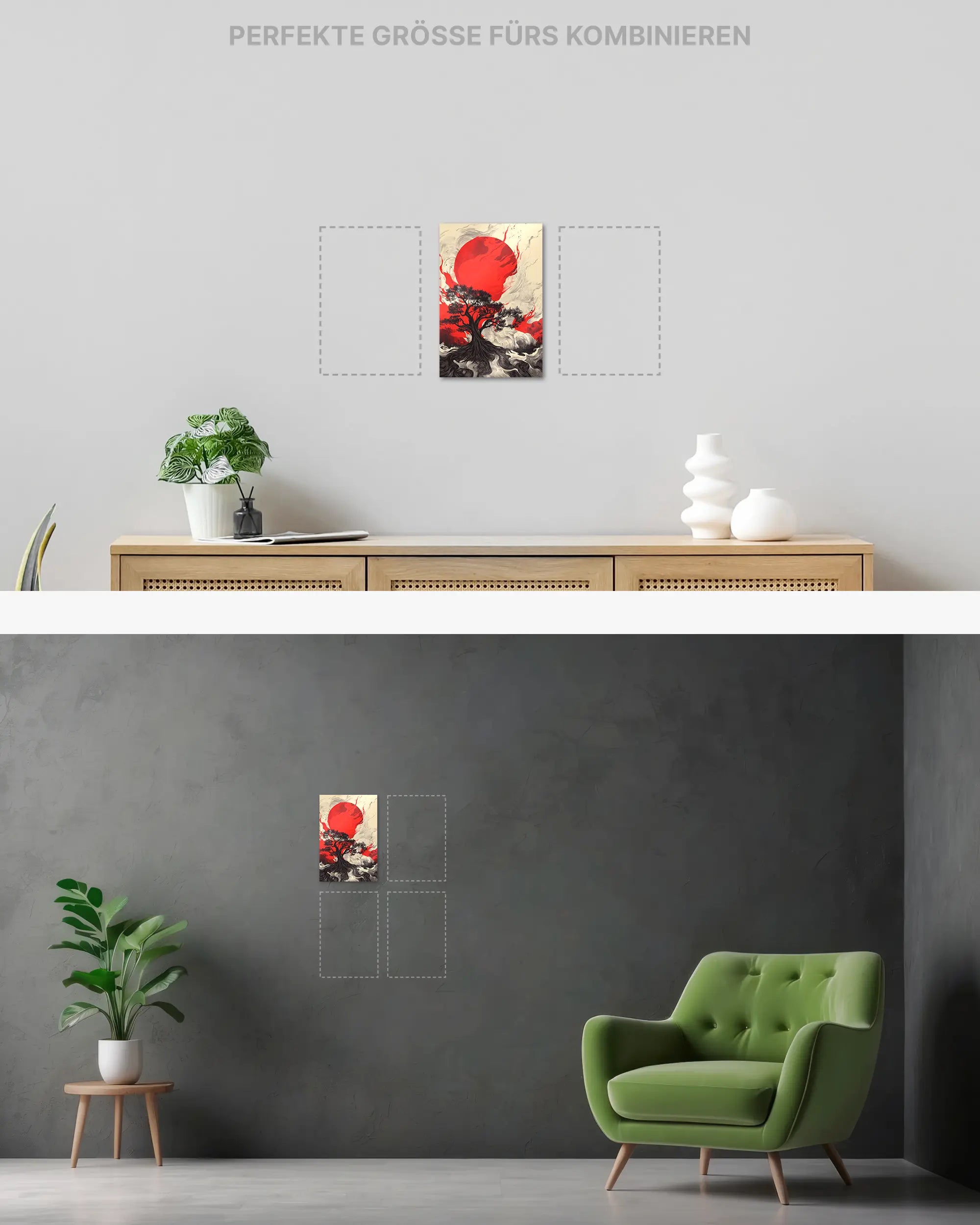 Wandansicht des Poster Plate Designs Japan is lit im Metallic Style in der Größe Mini (20 x 30 cm)