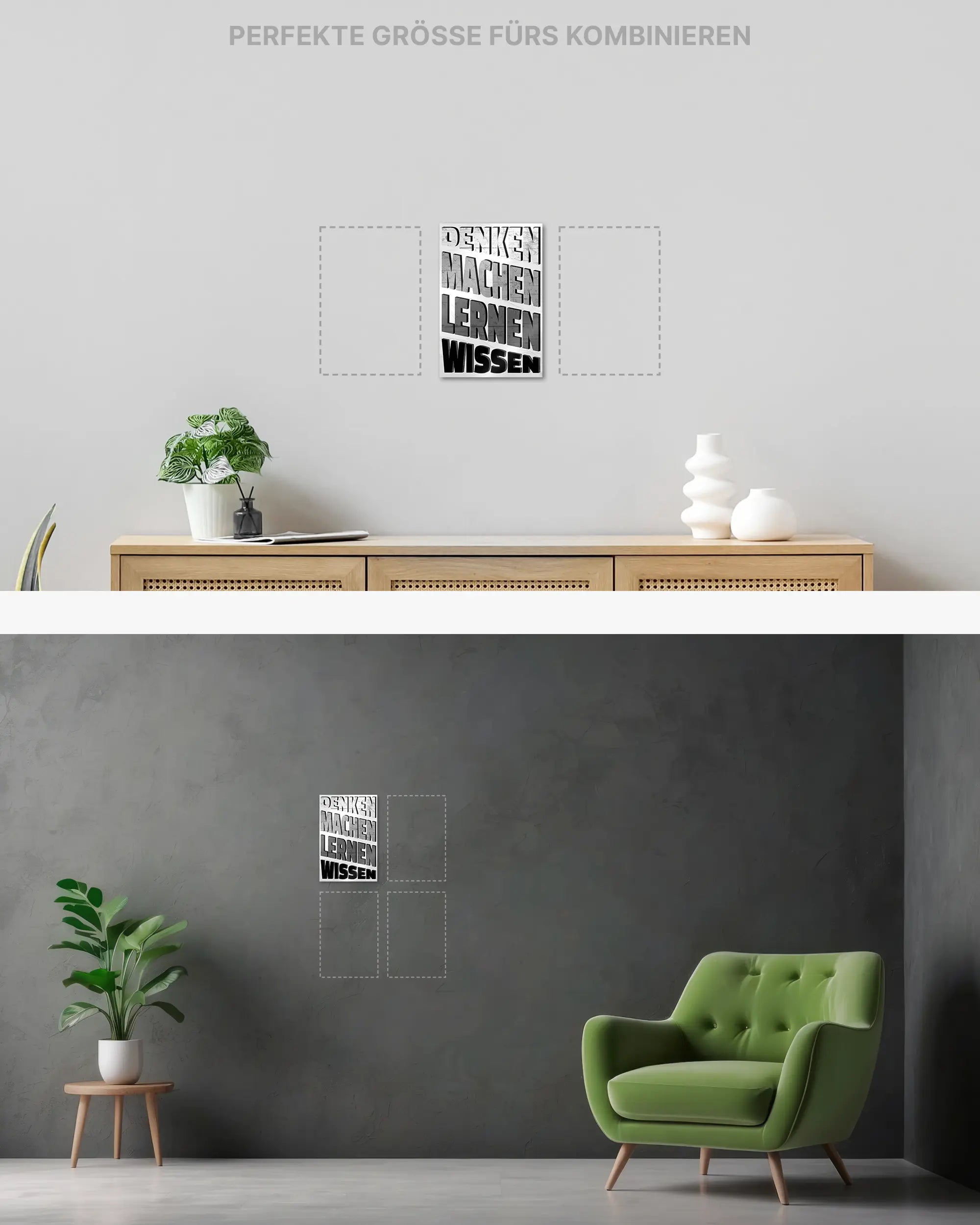 Wandansicht des Poster Plate Designs Der Weg zum Wissen im Metallic Style in der Größe Mini (20 x 30 cm)