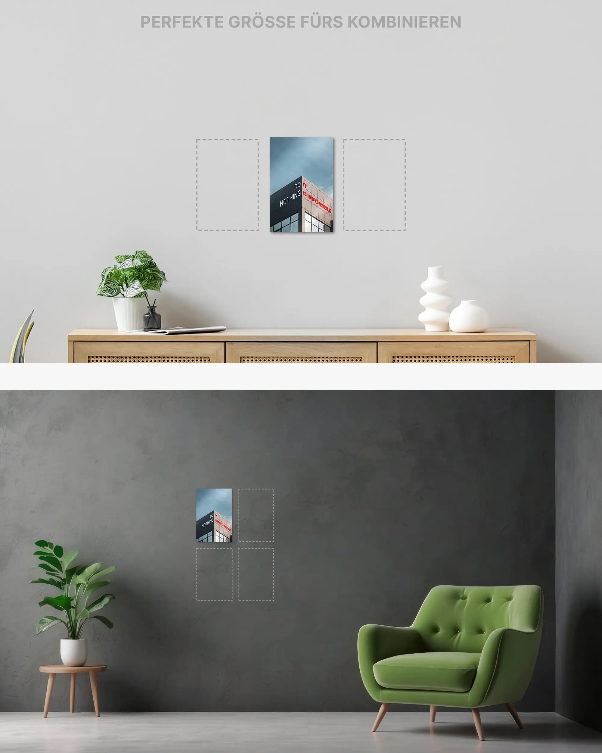 Wandansicht des Poster Plate Designs Do Nothing im Metallic Style in der Größe Mini (20 x 30 cm)