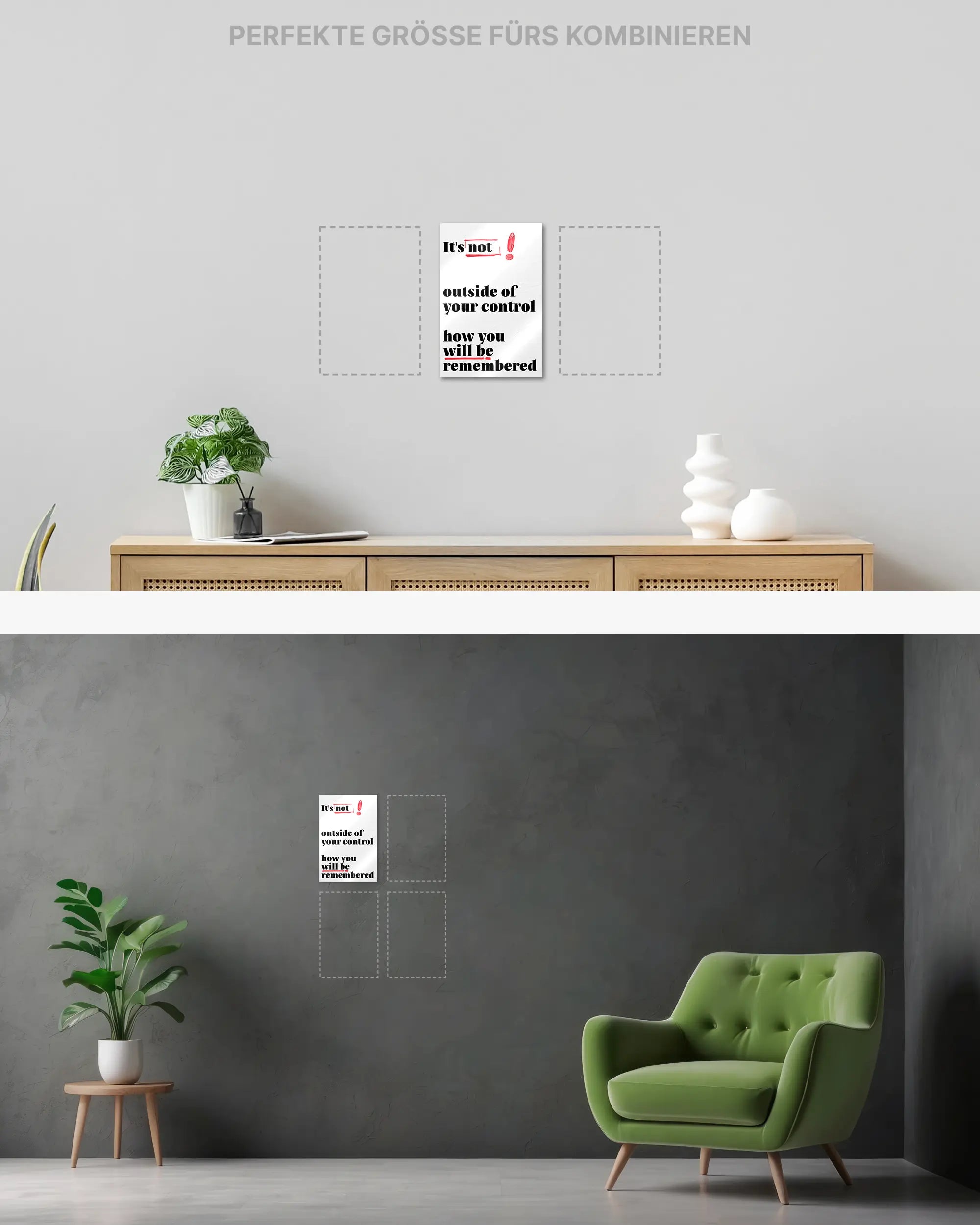 Wandansicht des Poster Plate Designs Write your story im Metallic Style in der Größe Mini (20 x 30 cm)