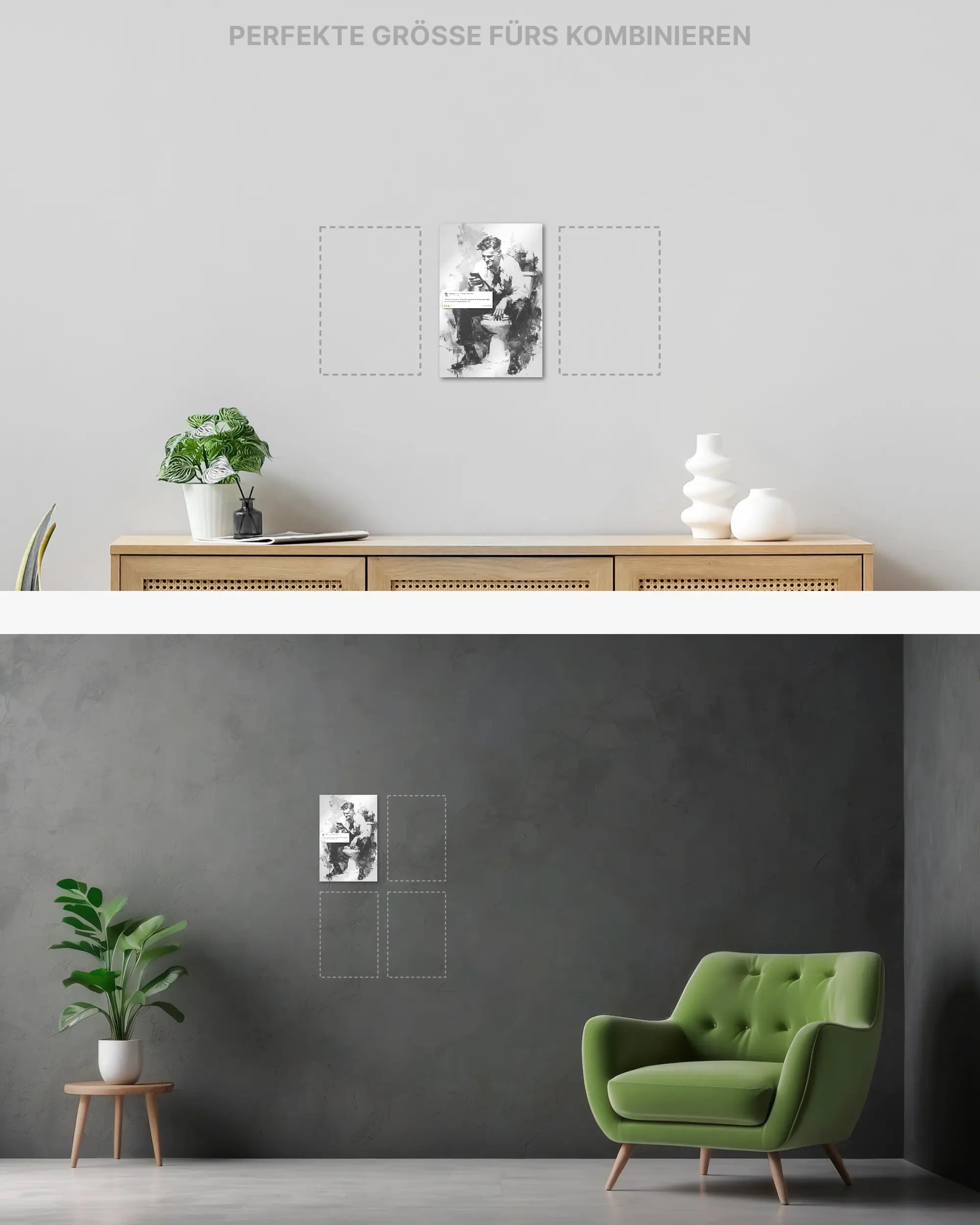 Wandansicht des Poster Plate Designs Clemens kackt im Metallic Style in der Größe Mini (20 x 30 cm)