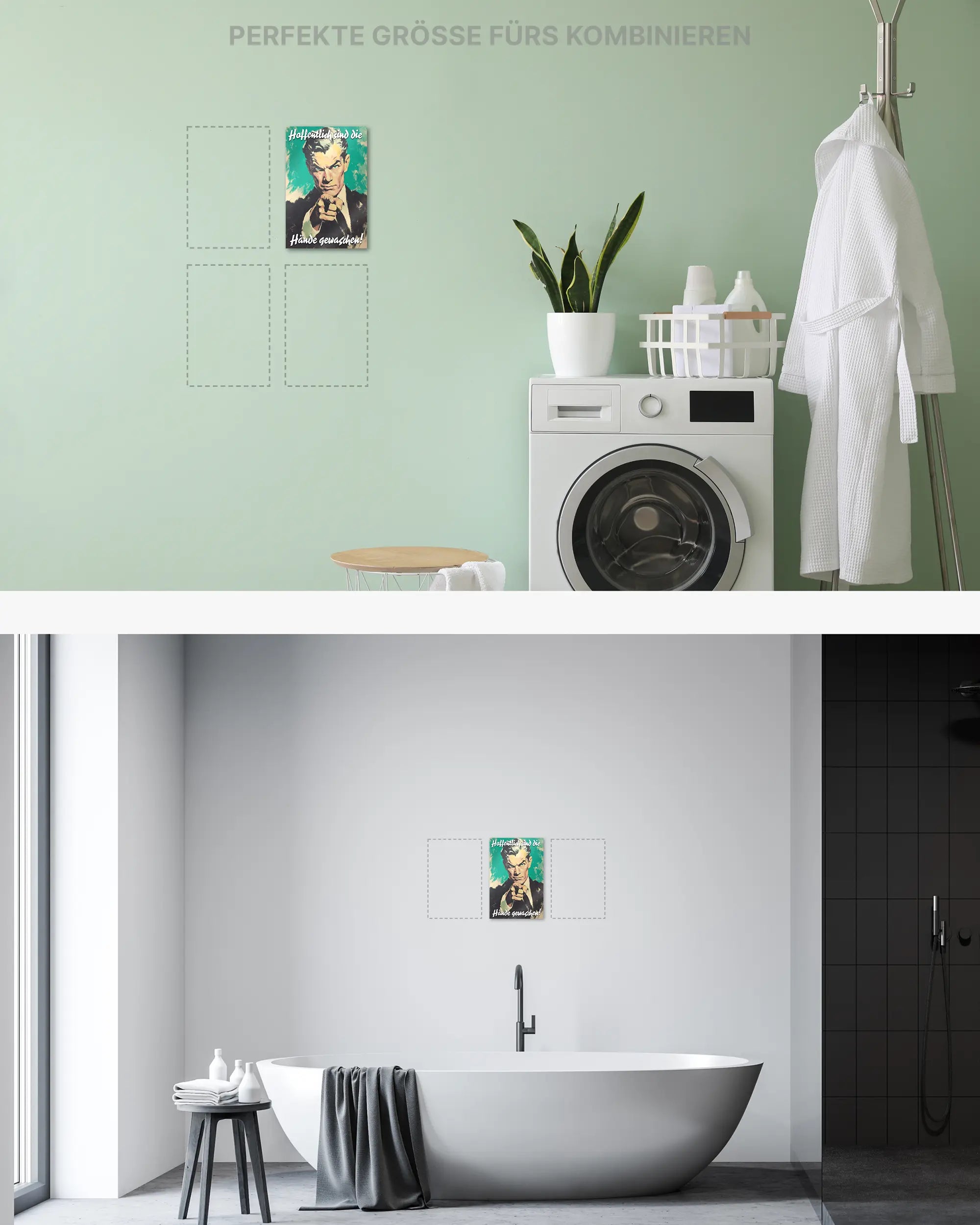 Zimmeransicht des Poster Plate Designs Besser mit Seife im Metallic Style in der Größe Mini (20 x 30 cm)