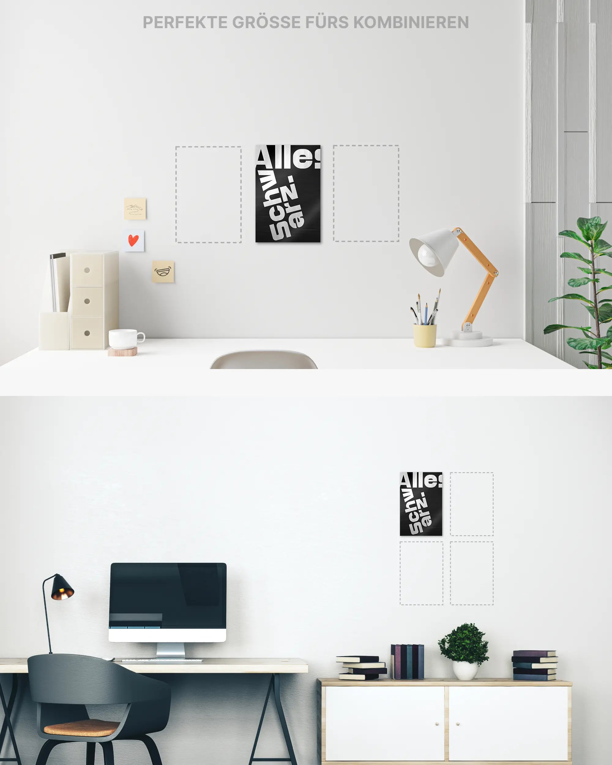 Zimmeransicht des Poster Plate Designs Alles Schwarz im Metallic Style in der Größe Mini (20 x 30 cm)