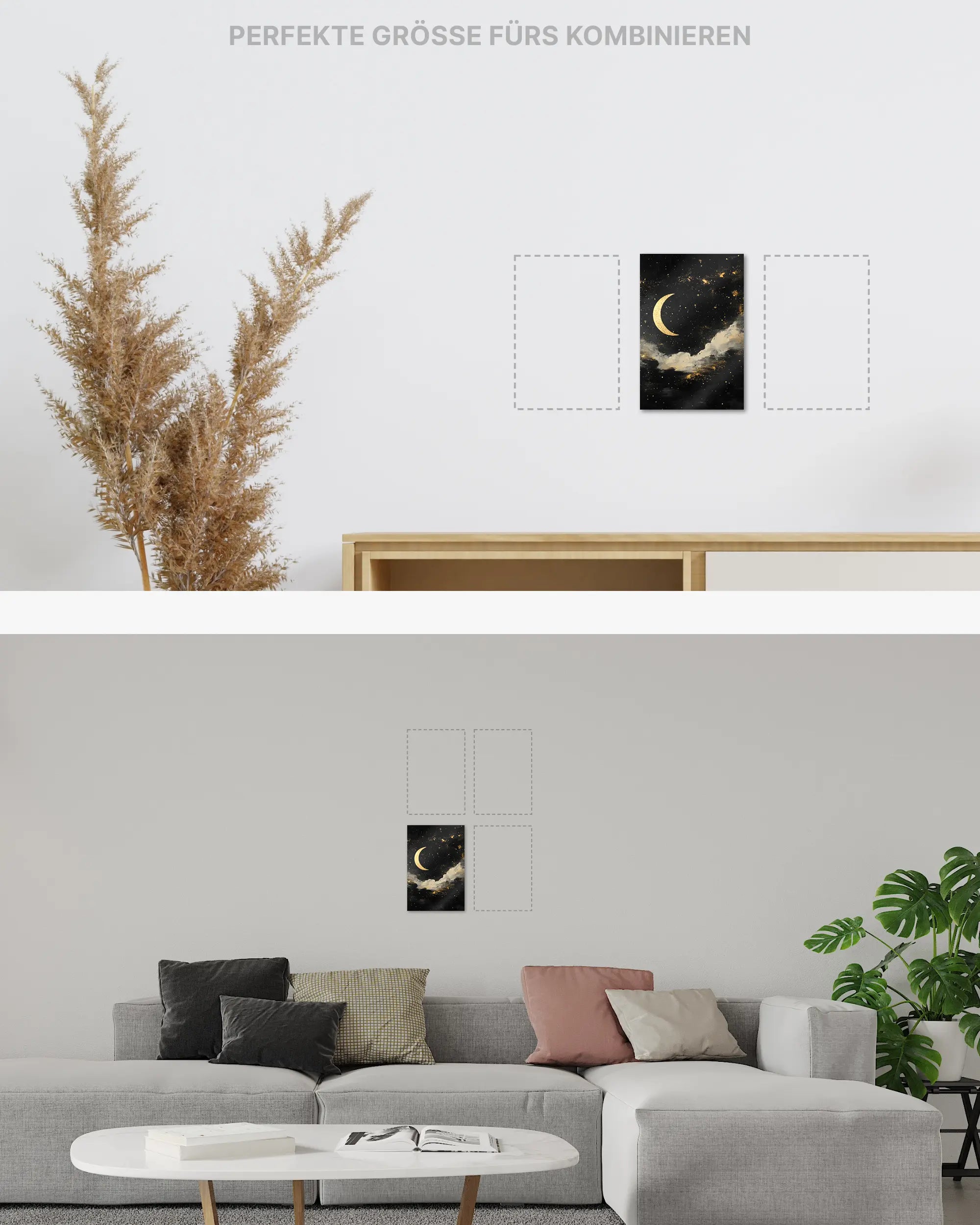 Zimmeransicht des Poster Plate Designs Goldenes Mondgedicht im Metallic Style in der Größe Mini (20 x 30 cm)