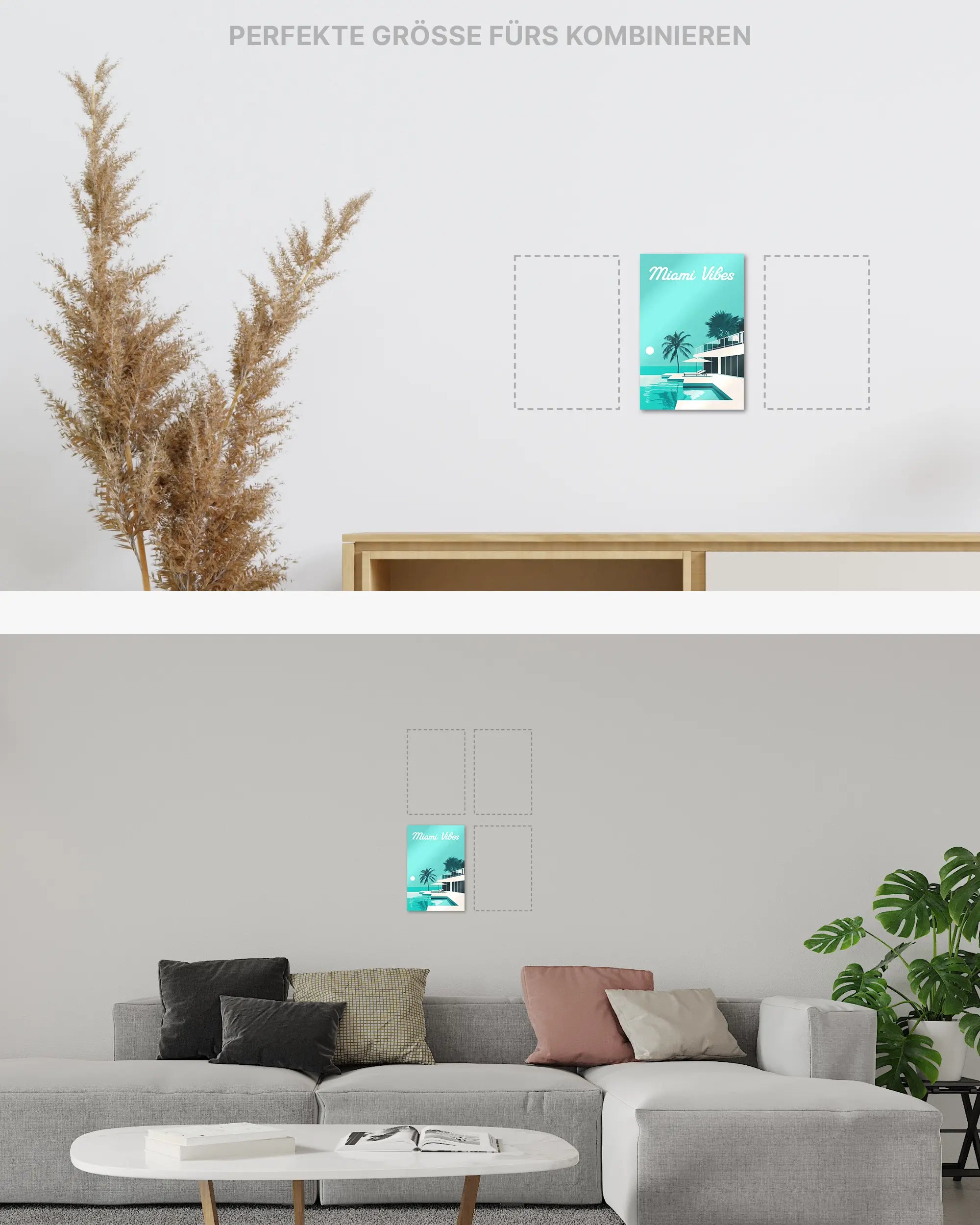 Zimmeransicht des Poster Plate Designs Miami Vibes im Metallic Style in der Größe Mini (20 x 30 cm)