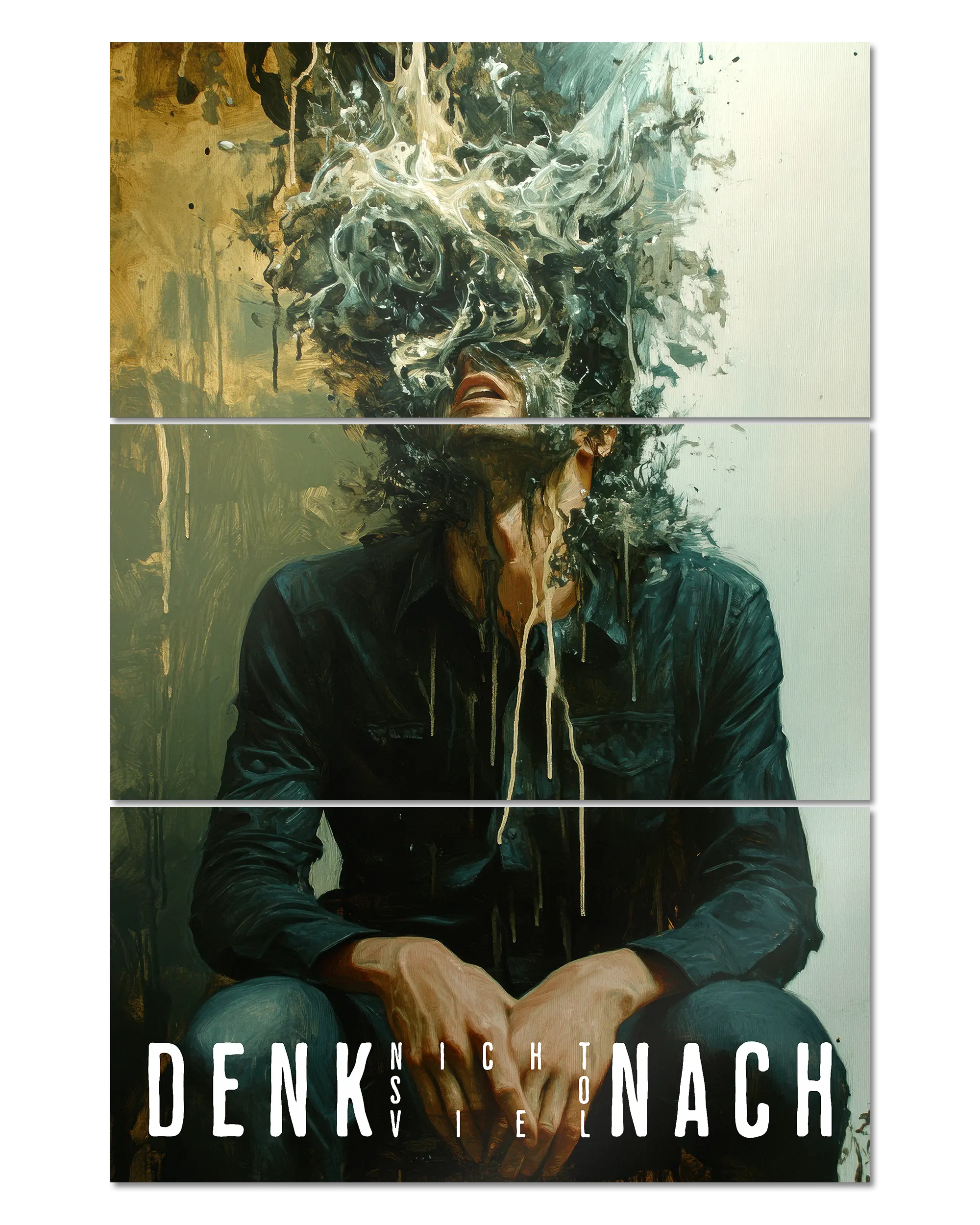 Frontalansicht des Poster Plate Designs Denkblockade im Metallic Style in der Größe Mighty (60 x 90 cm)