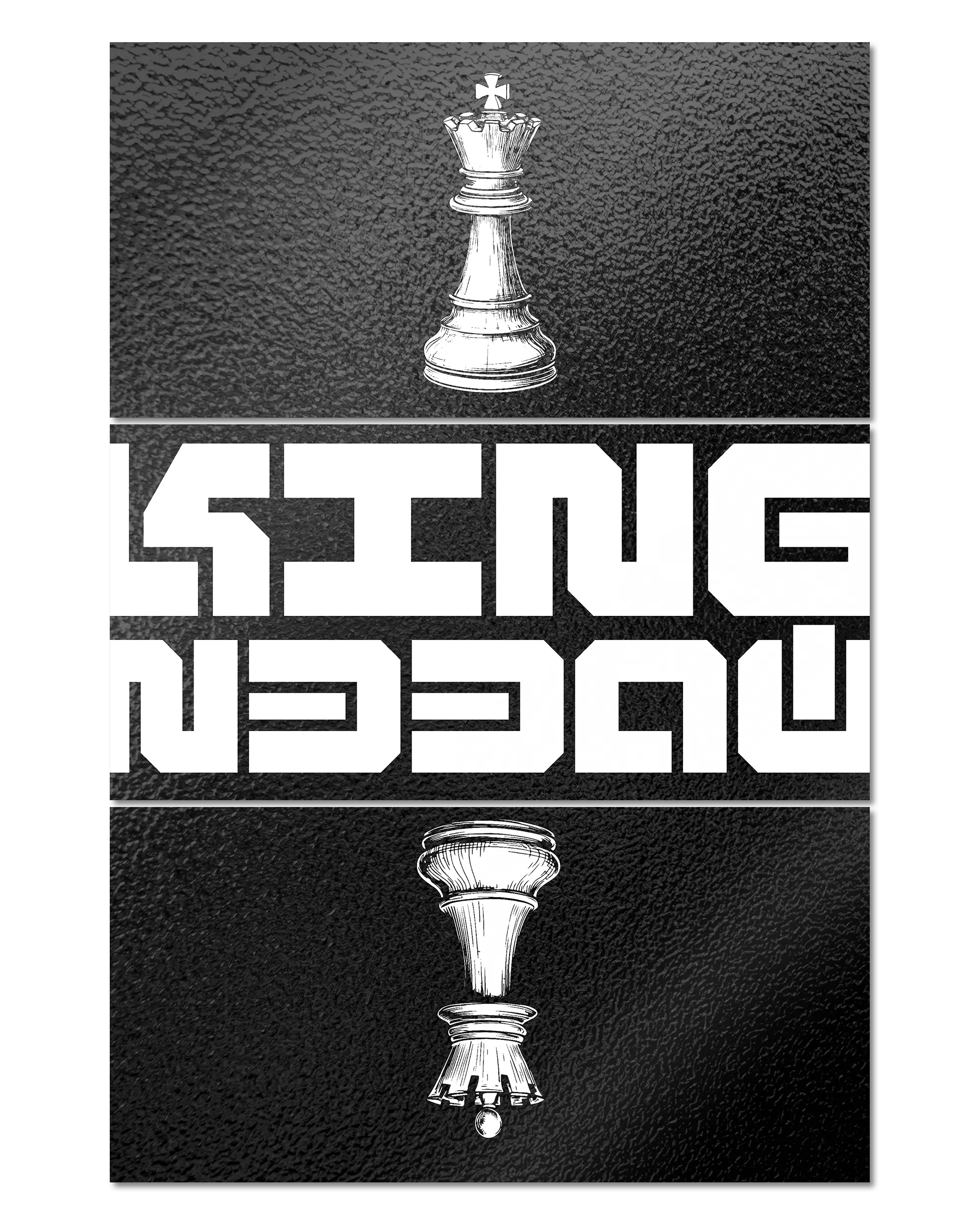 Frontalansicht des Poster Plate Designs Chessday im Metallic Style in der Größe Mighty (60 x 90 cm)