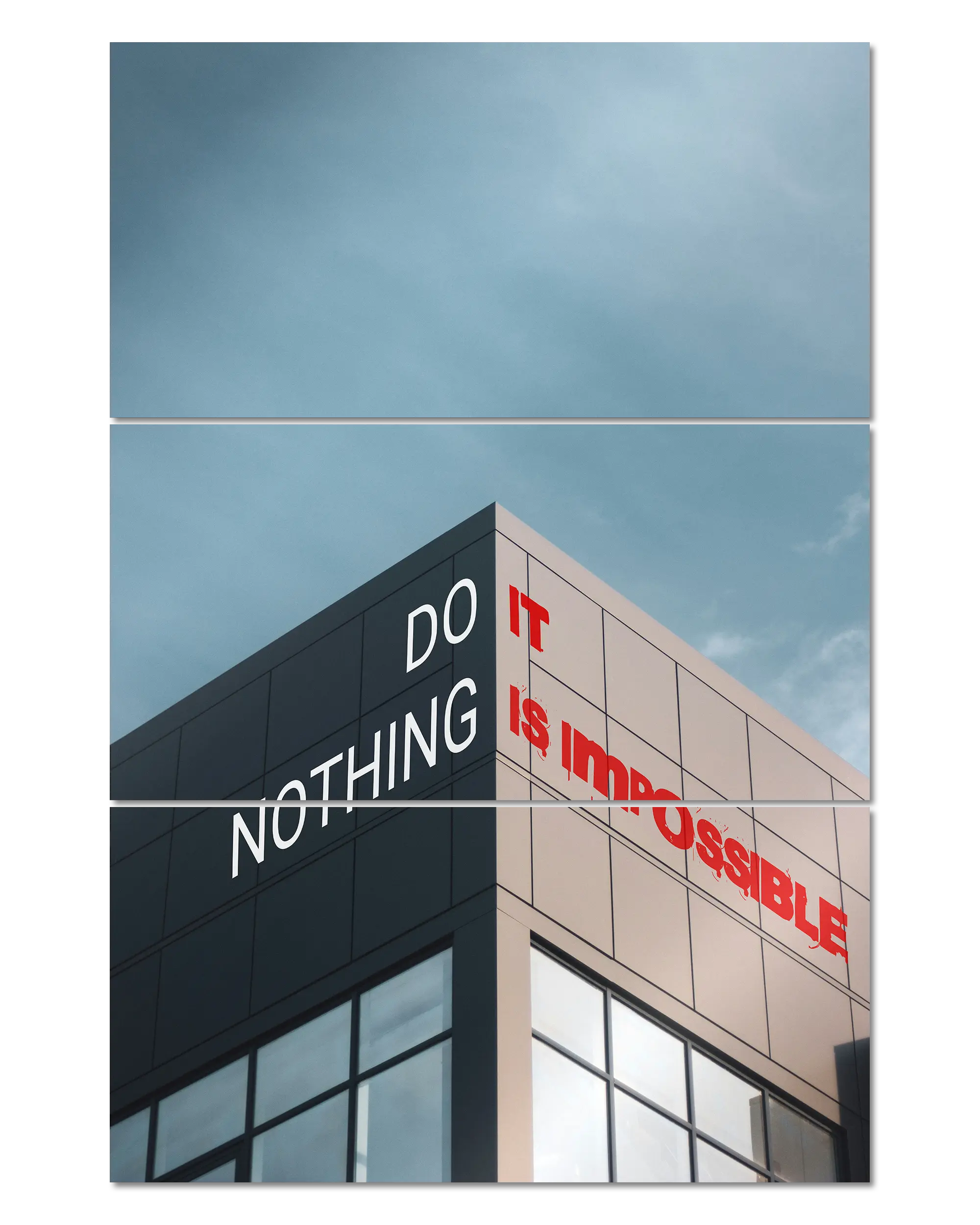 Frontalansicht des Poster Plate Designs Do Nothing im Metallic Style in der Größe Mighty (60 x 90 cm)