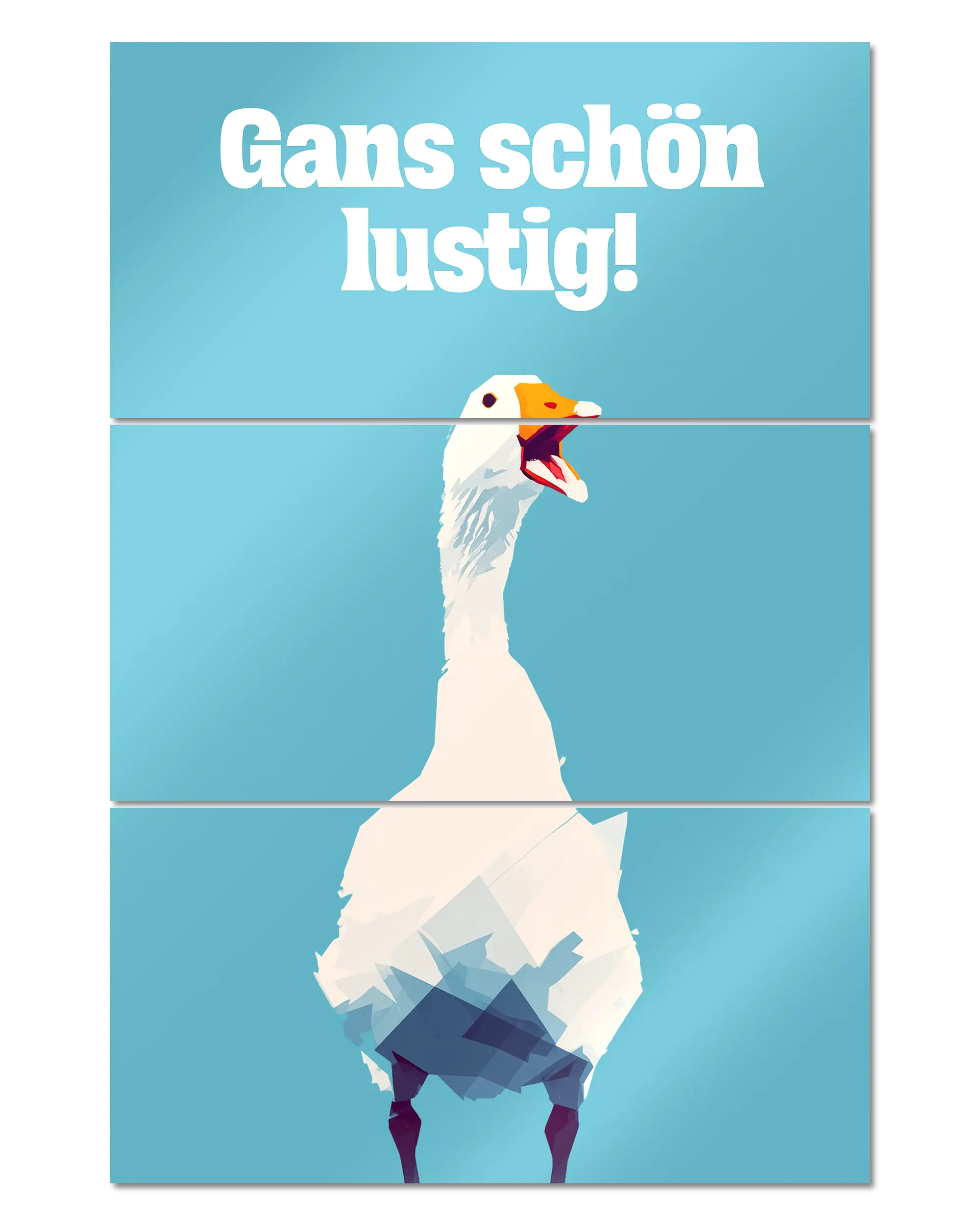 Frontalansicht des Poster Plate Designs Gans schön lustig im Metallic Style in der Größe Mighty (60 x 90 cm)