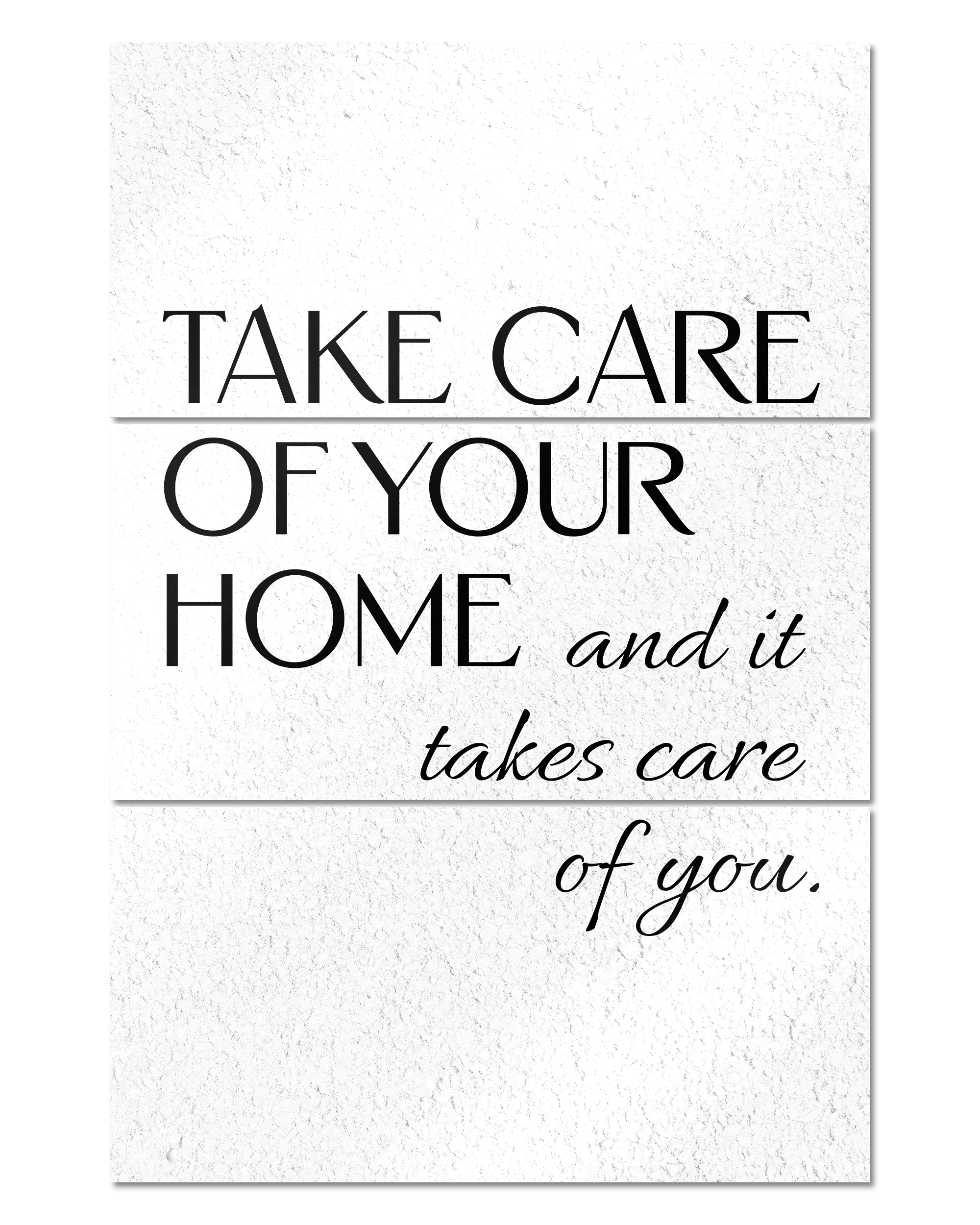 Frontalansicht des Poster Plate Designs Take Care im Metallic Style in der Größe Mighty (60 x 90 cm)