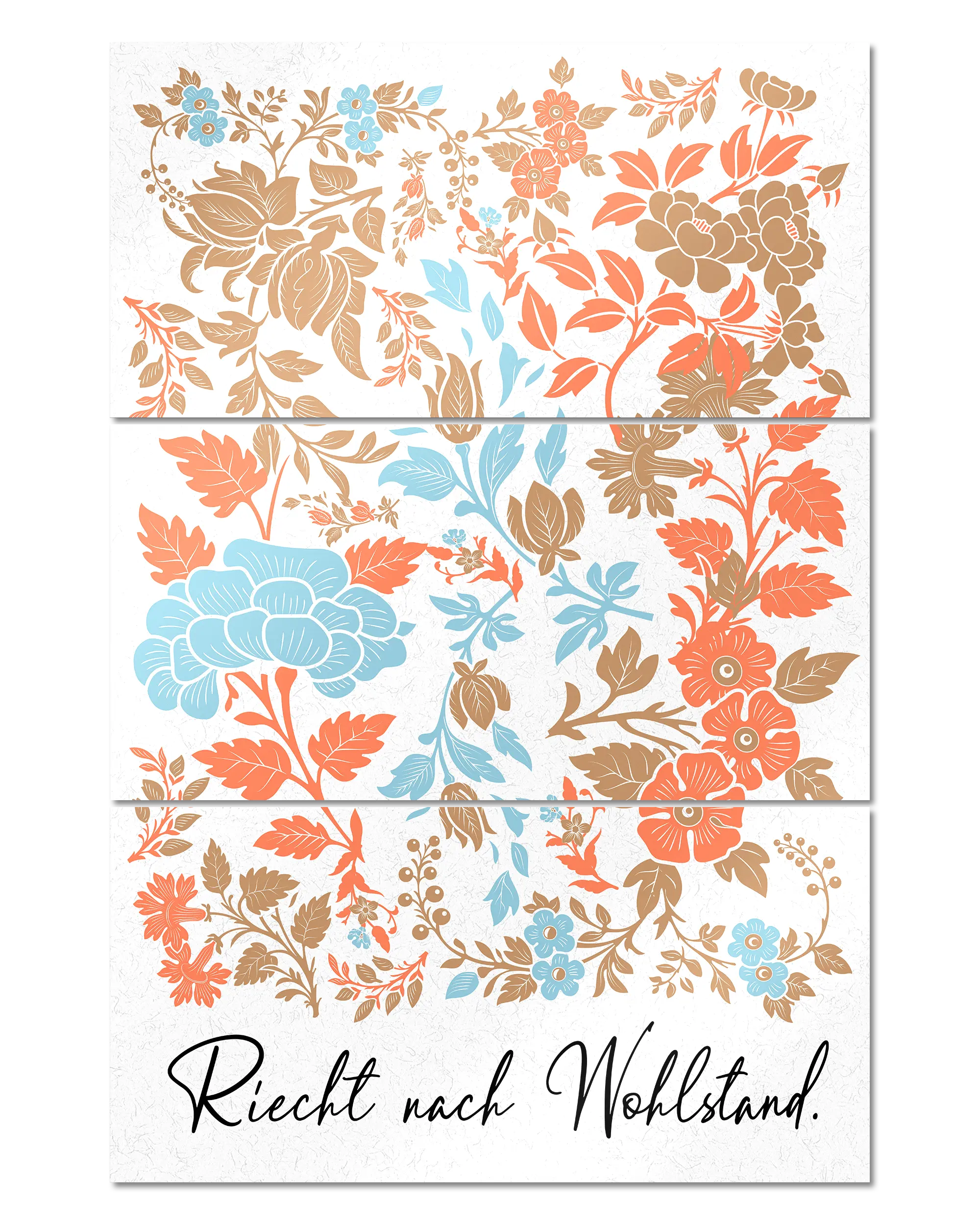 Frontalansicht des Poster Plate Designs Wohlstandsduft im Metallic Style in der Größe Mighty (60 x 90 cm)