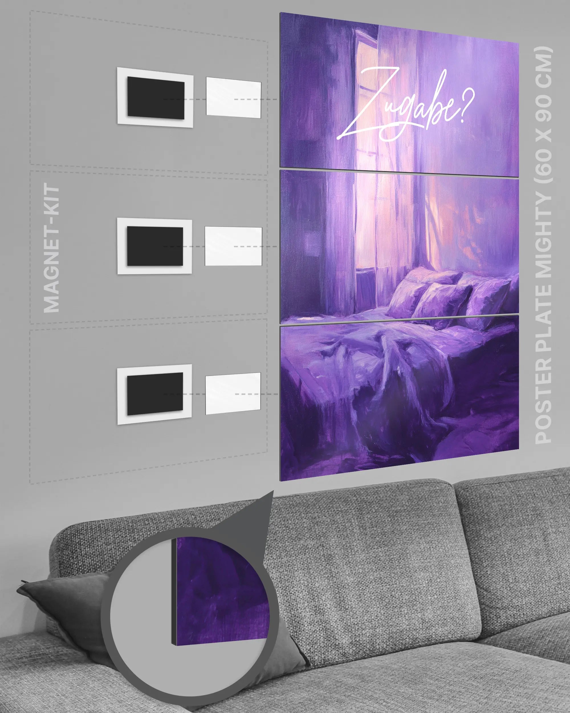 Magnet-Kit Seitenansicht des Poster Plate Designs Sexuell bedürftig im Metallic Style in der Größe Mighty (60 x 90 cm)