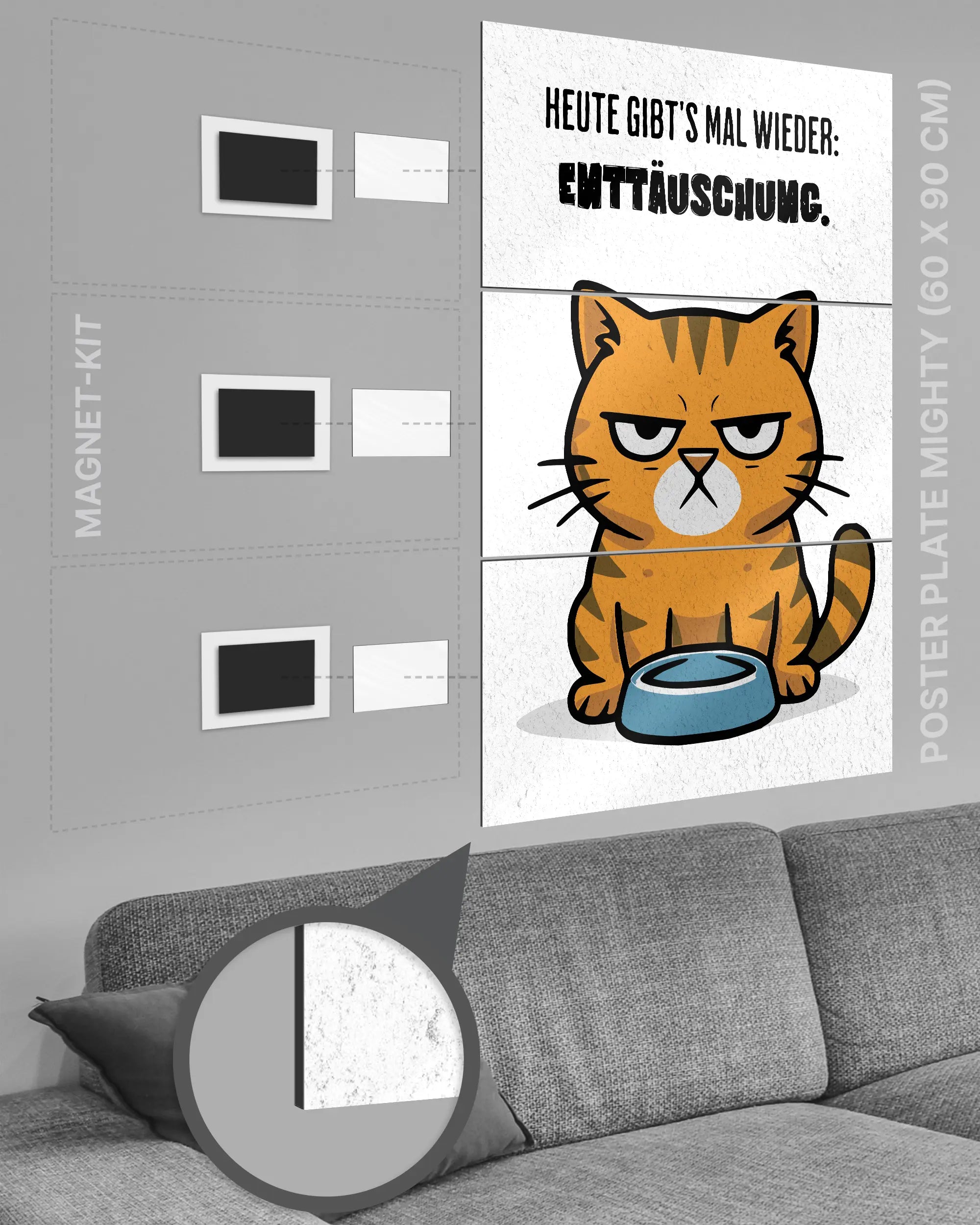 Magnet-Kit Seitenansicht des Poster Plate Designs Napf Neustart im Metallic Style in der Größe Mighty (60 x 90 cm)