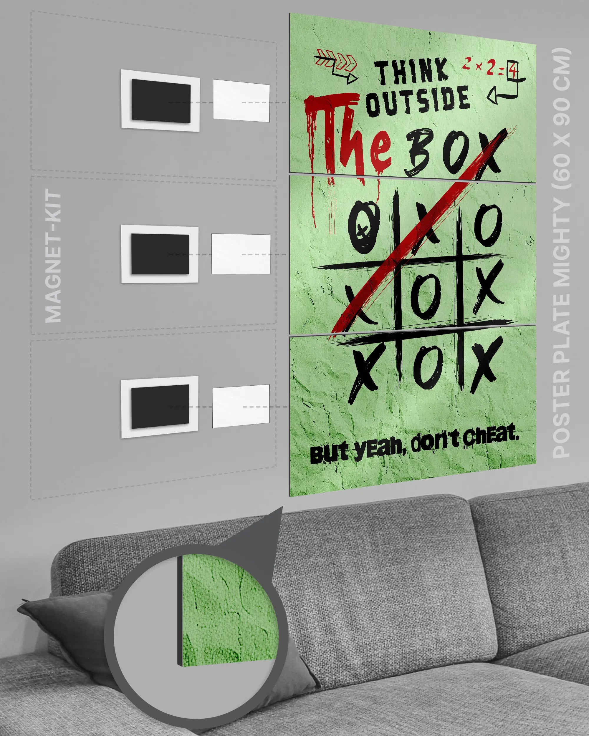 Magnet-Kit Seitenansicht des Poster Plate Designs Boxing Outside im Metallic Style in der Größe Mighty (60 x 90 cm)