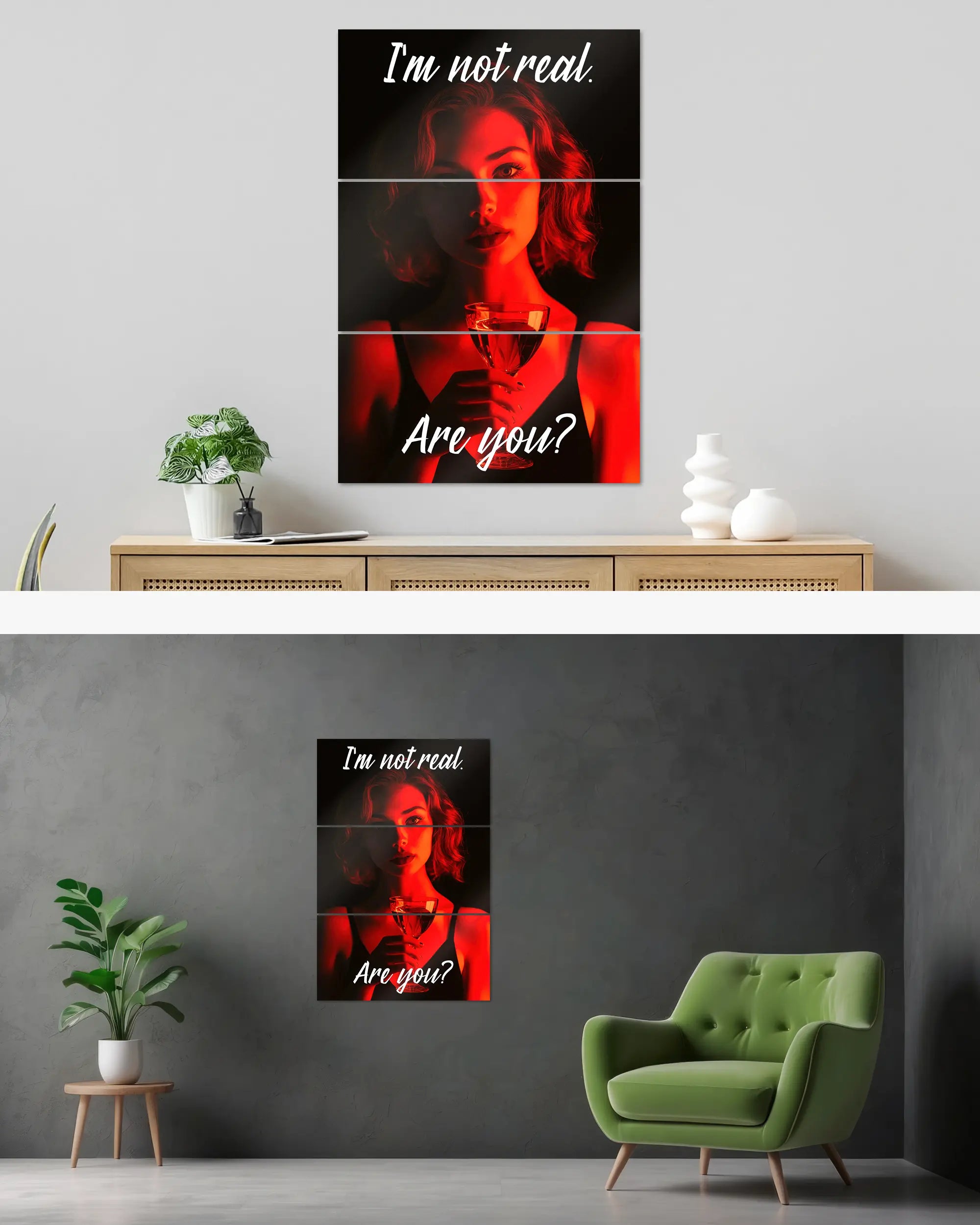 Wandansicht des Poster Plate Designs Are you for real im Metallic Style in der Größe Mighty (60 x 90 cm)