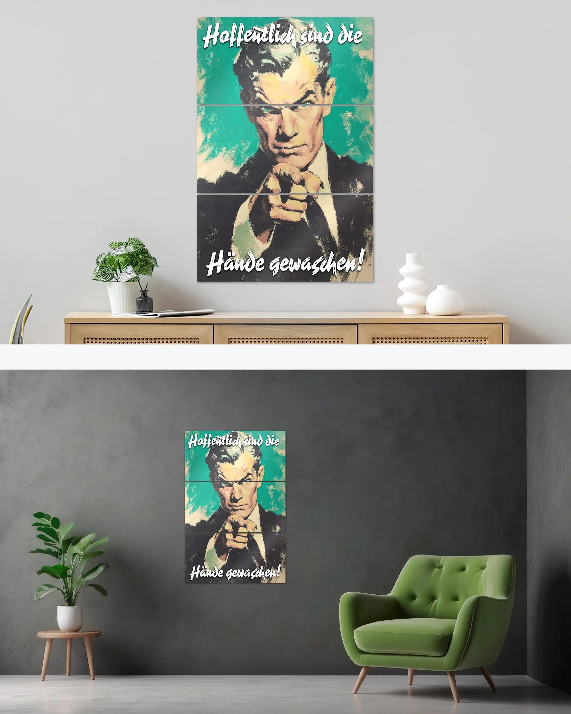 Wandansicht des Poster Plate Designs Besser mit Seife im Metallic Style in der Größe Mighty (60 x 90 cm)