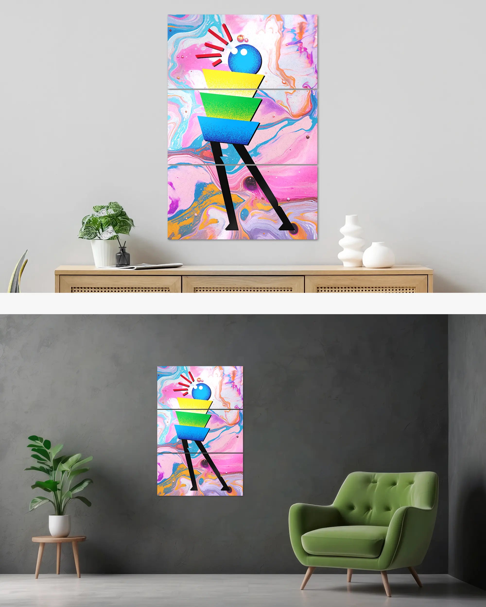 Wandansicht des Poster Plate Designs Ein Kunstwerk im Metallic Style in der Größe Mighty (60 x 90 cm)