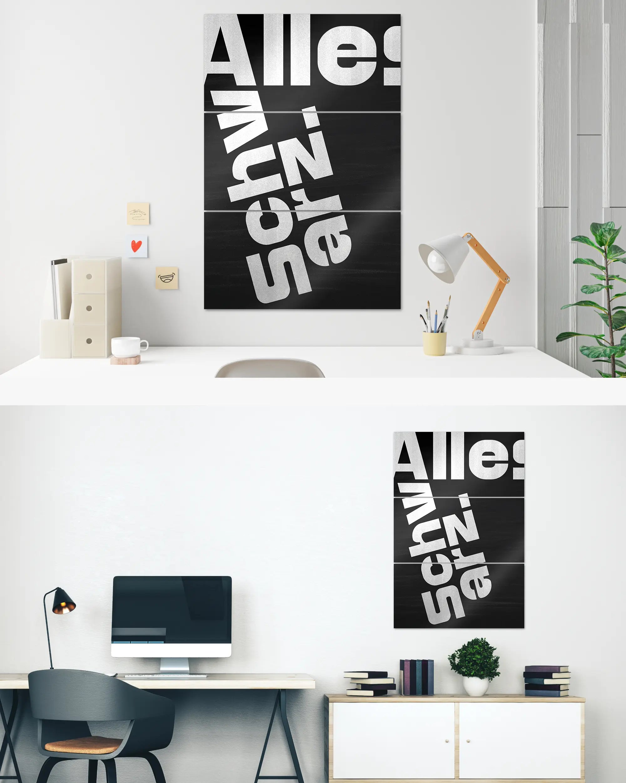 Zimmeransicht des Poster Plate Designs Alles Schwarz im Metallic Style in der Größe Mighty (60 x 90 cm)