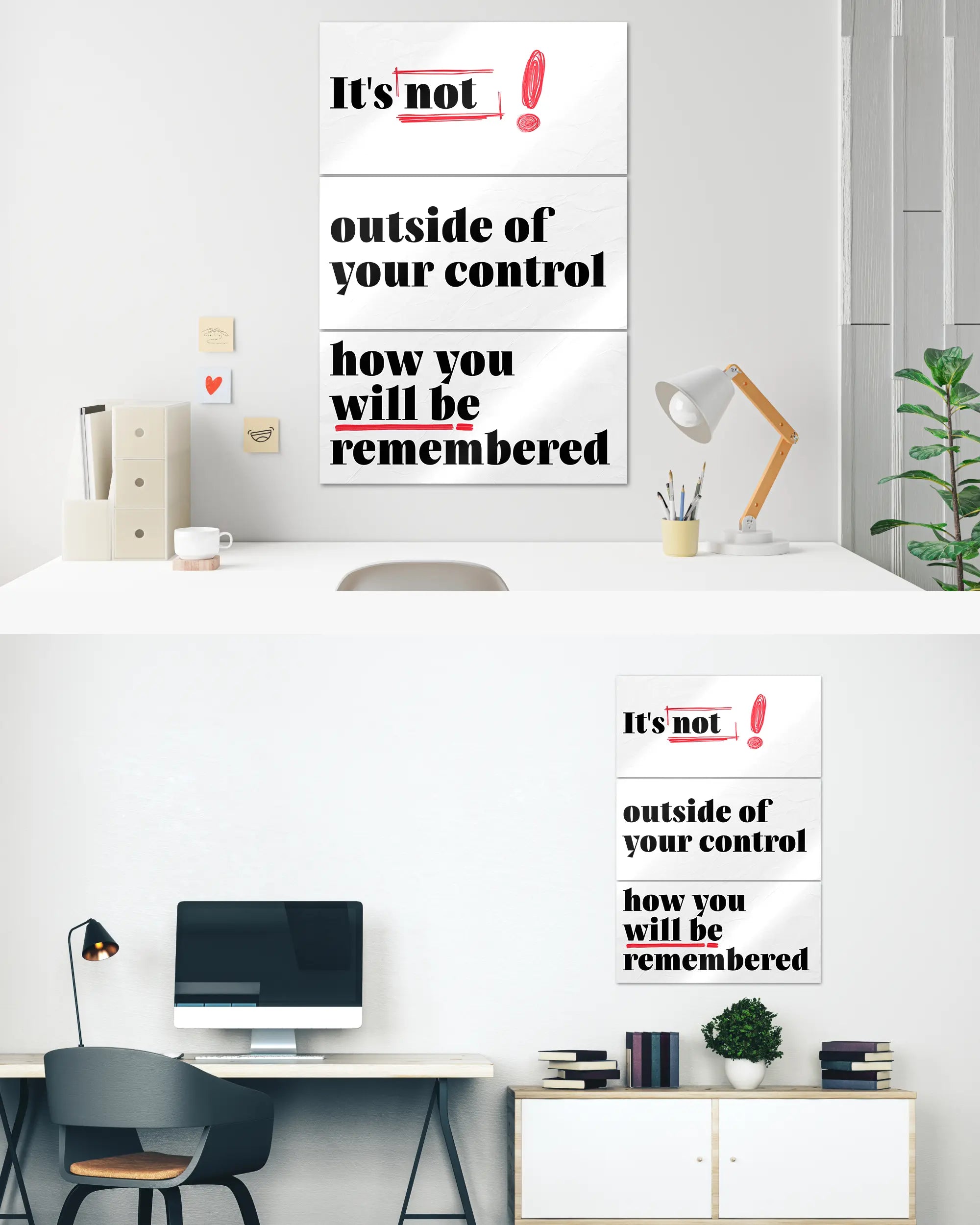 Zimmeransicht des Poster Plate Designs Write your story im Metallic Style in der Größe Mighty (60 x 90 cm)