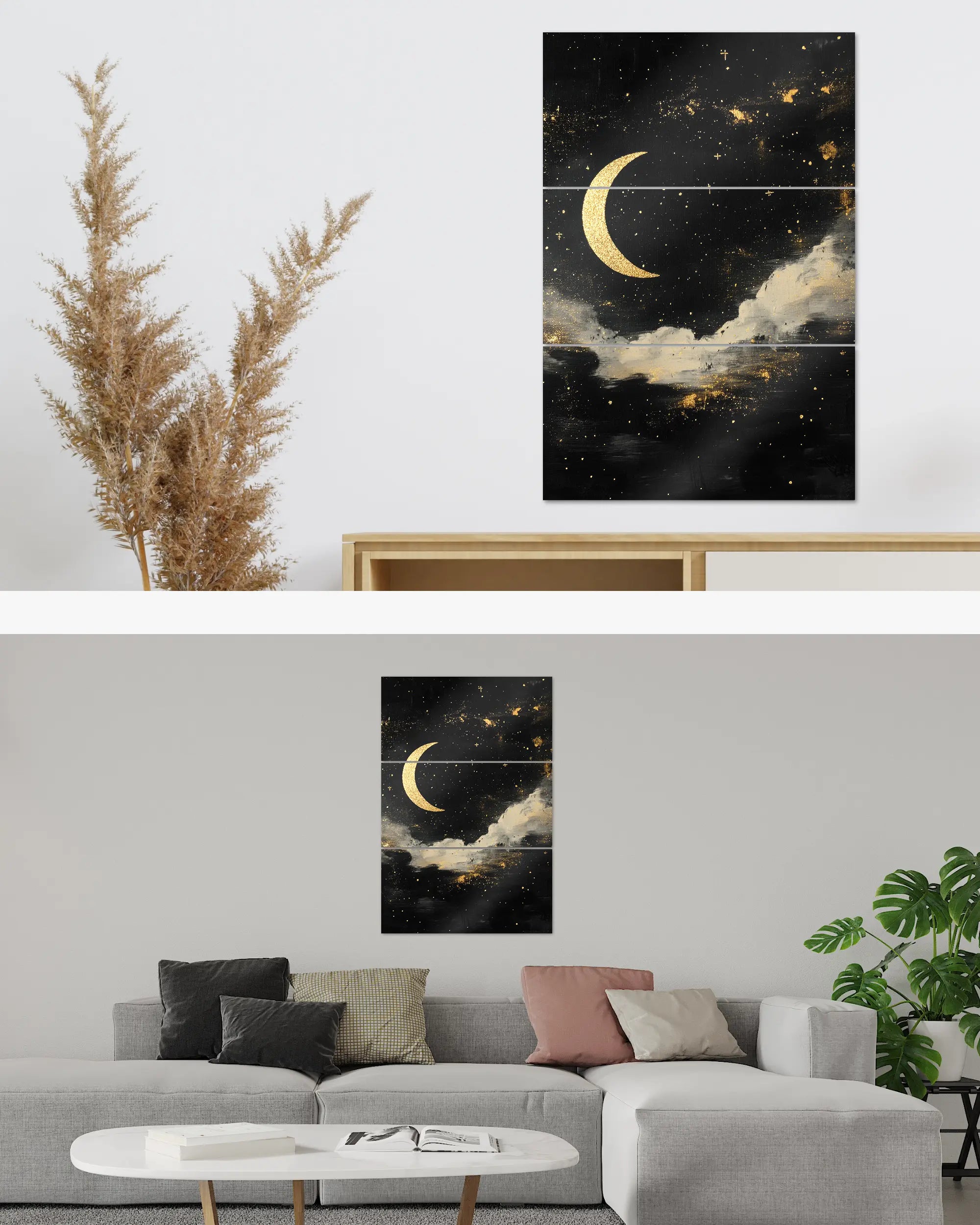 Zimmeransicht des Poster Plate Designs Goldenes Mondgedicht im Metallic Style in der Größe Mighty (60 x 90 cm)