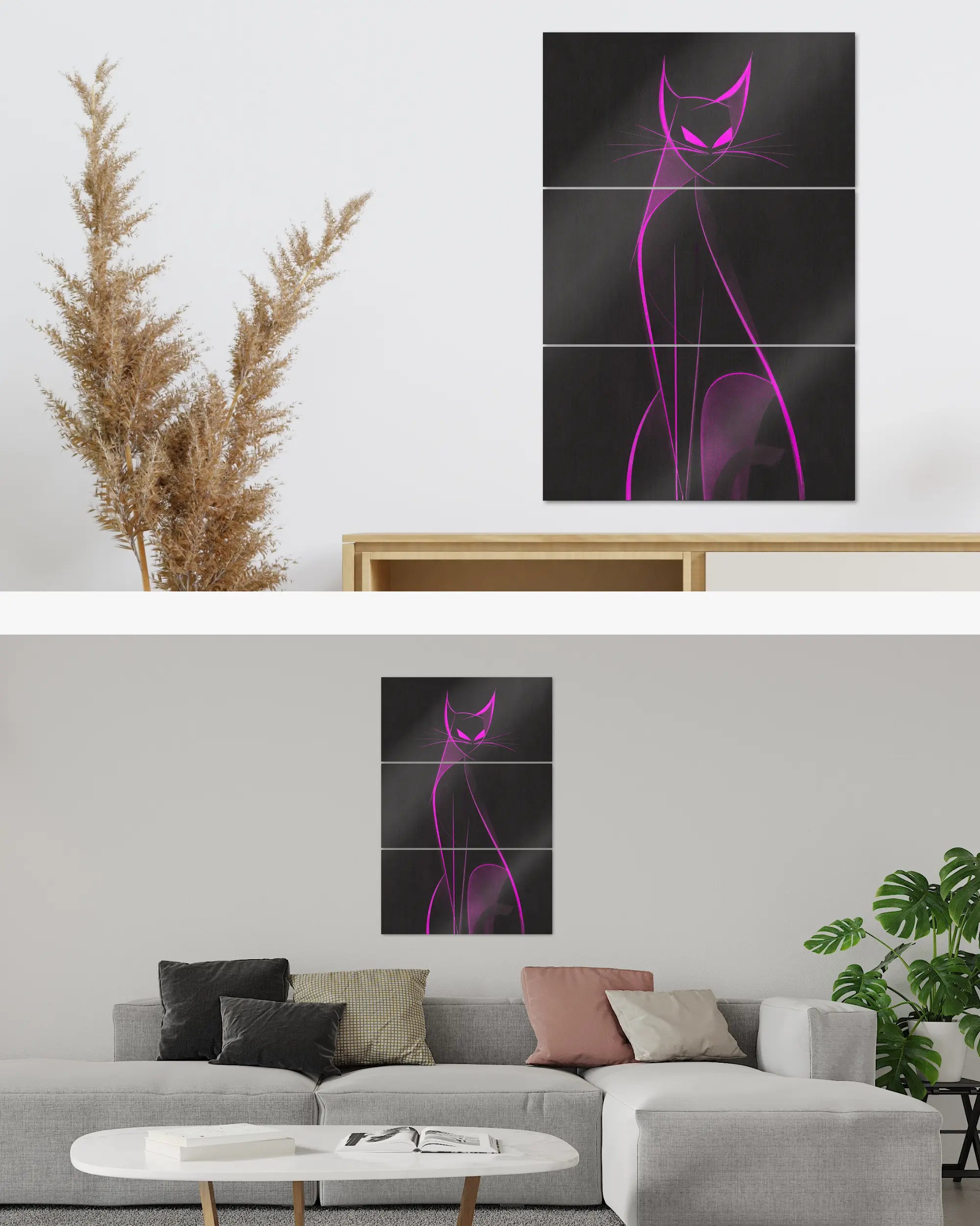 Zimmeransicht des Poster Plate Designs Katzenkrimi im Metallic Style in der Größe Mighty (60 x 90 cm)