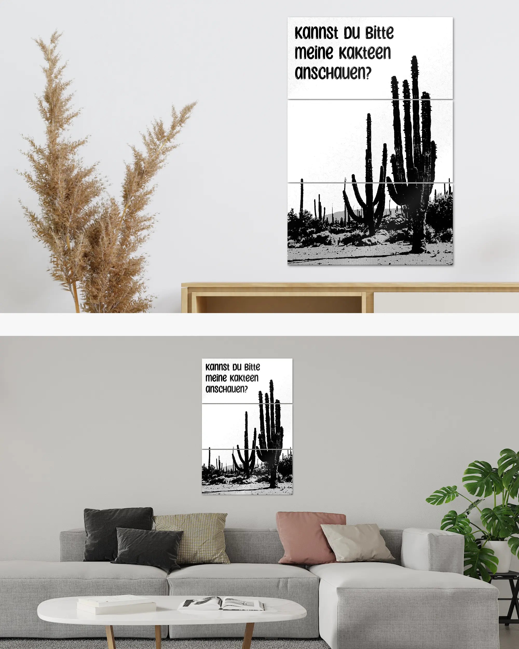 Zimmeransicht des Poster Plate Designs Kacktusse im Metallic Style in der Größe Mighty (60 x 90 cm)