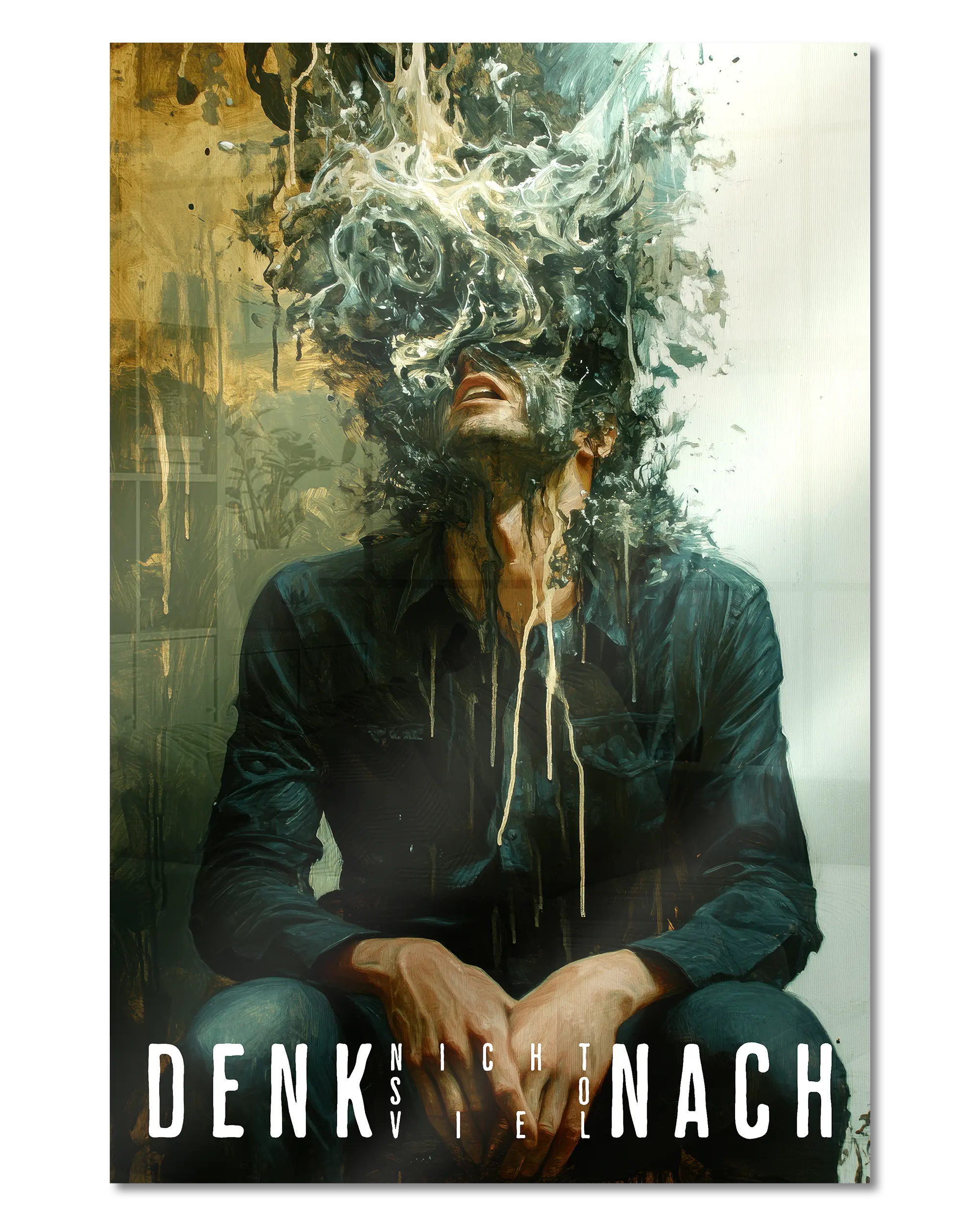 Frontalansicht des Poster Plate Designs Denkblockade im Acrylic Style in der Größe Main (40 x 60 cm)