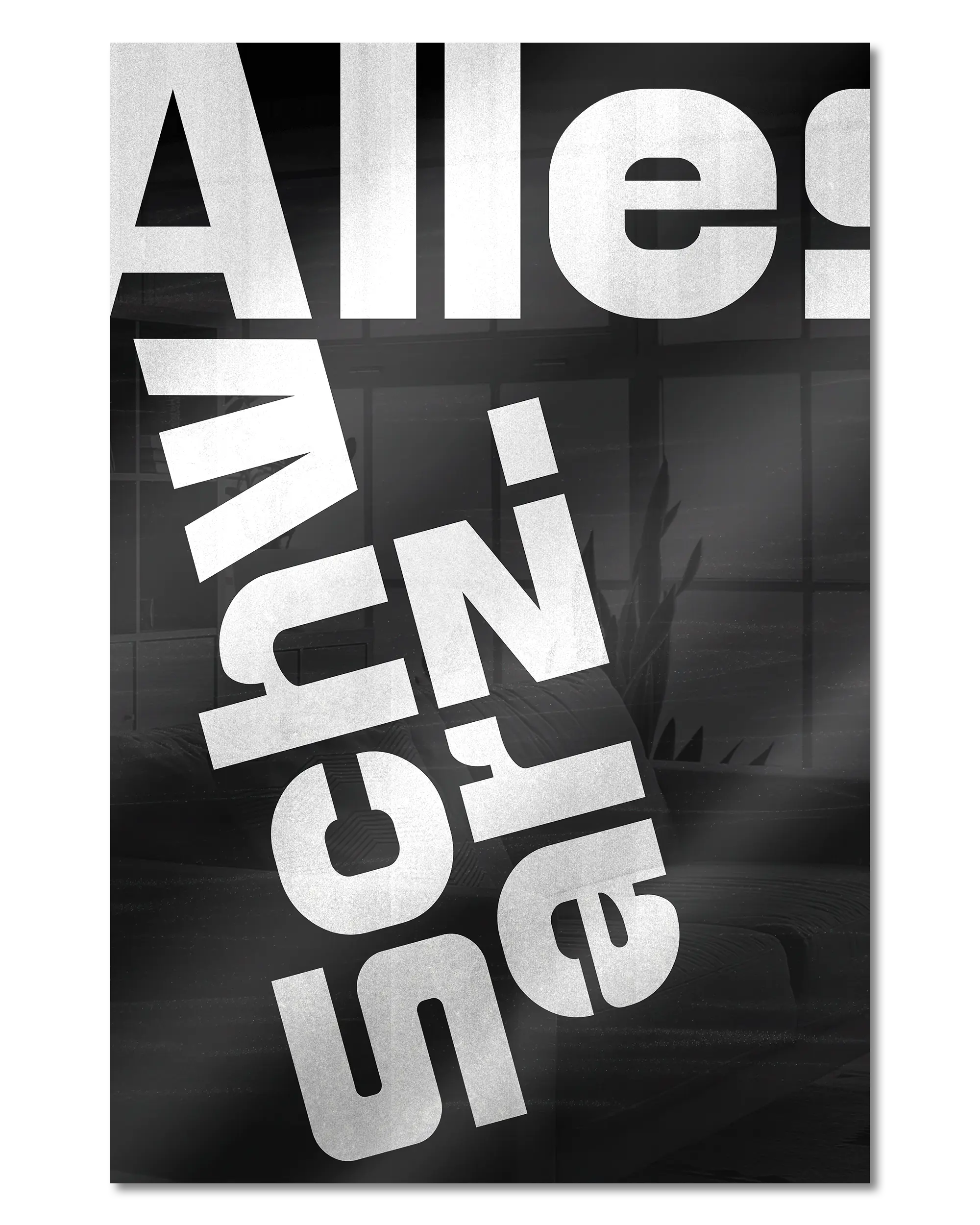 Frontalansicht des Poster Plate Designs Alles Schwarz im Acrylic Style in der Größe Main (40 x 60 cm)