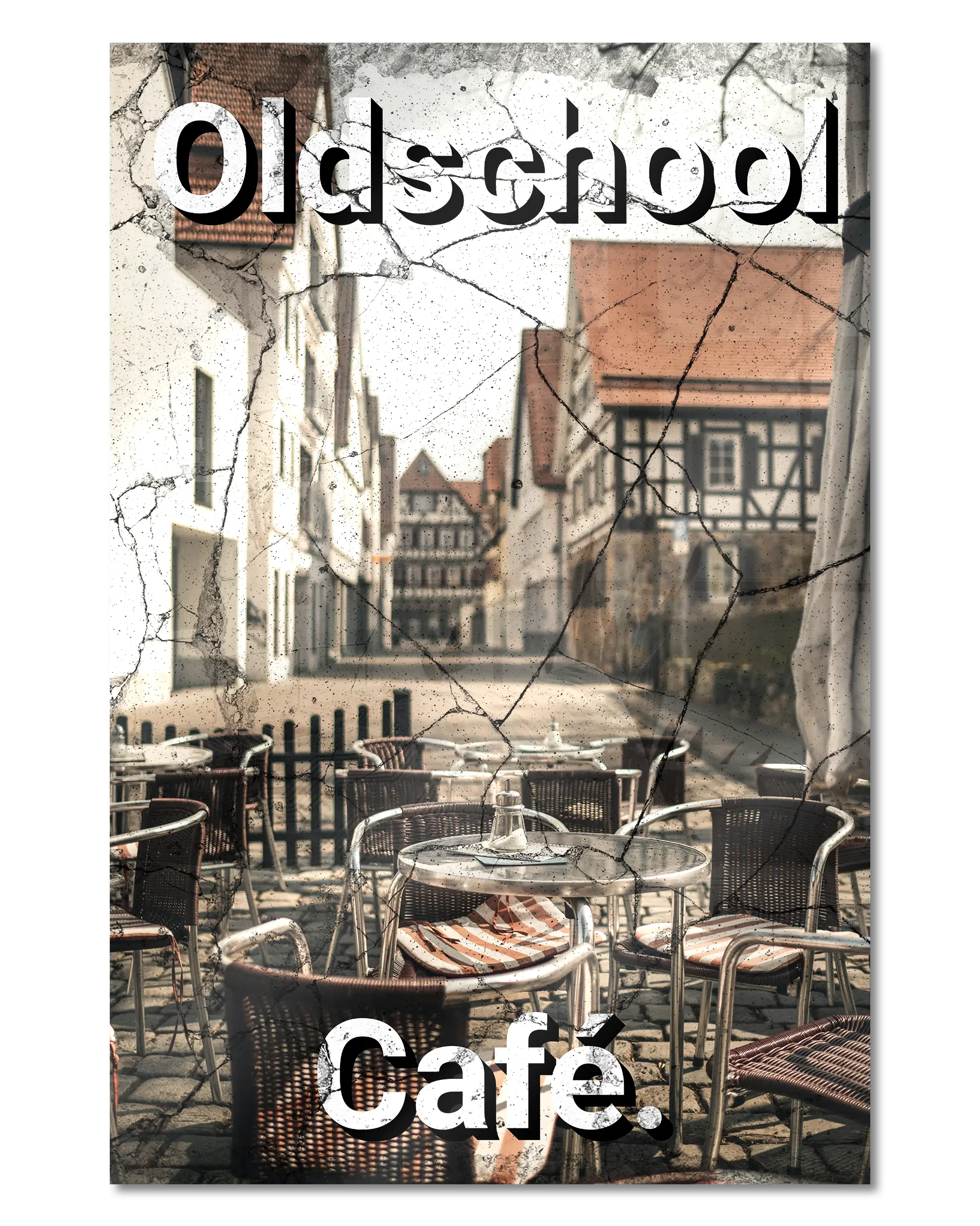 Frontalansicht des Poster Plate Designs Oldschool Café im Acrylic Style in der Größe Main (40 x 60 cm)