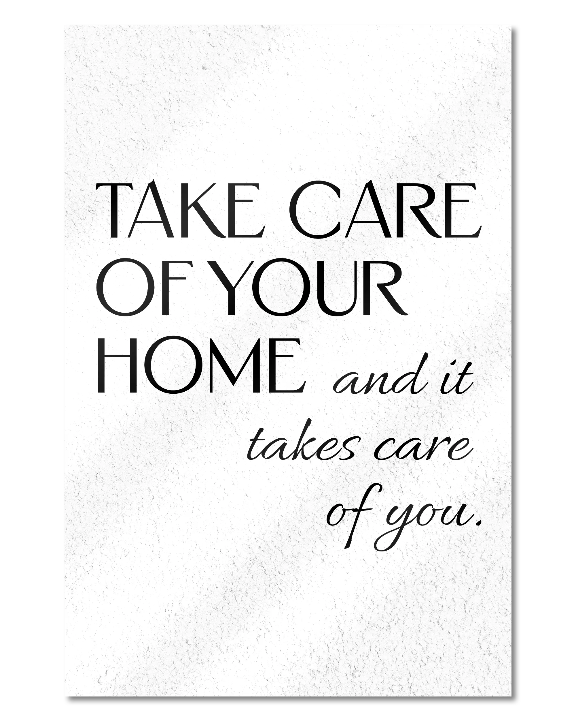 Frontalansicht des Poster Plate Designs Take Care im Acrylic Style in der Größe Main (40 x 60 cm)