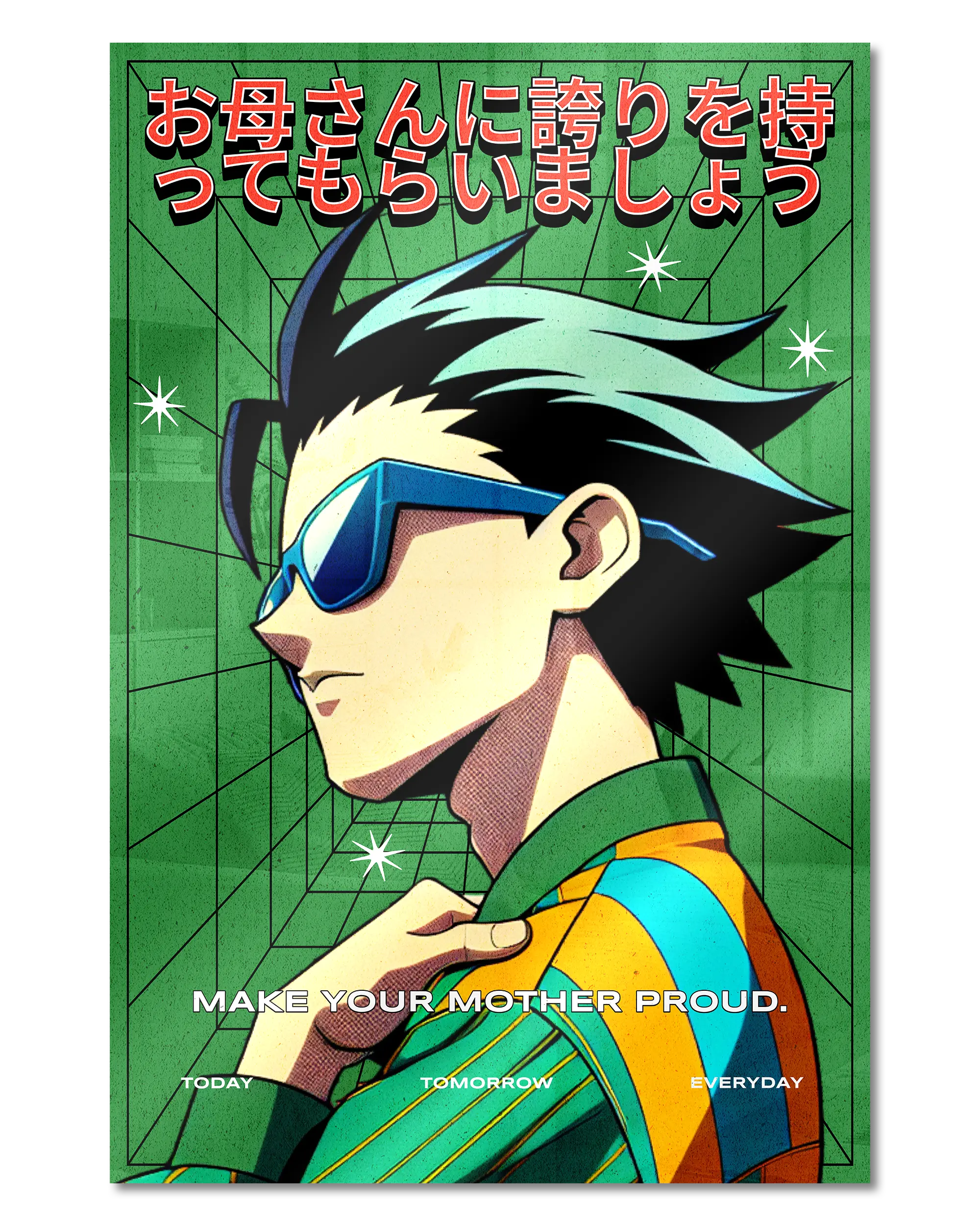 Frontalansicht des Poster Plate Designs Make her proud im Acrylic Style in der Größe Main (40 x 60 cm)