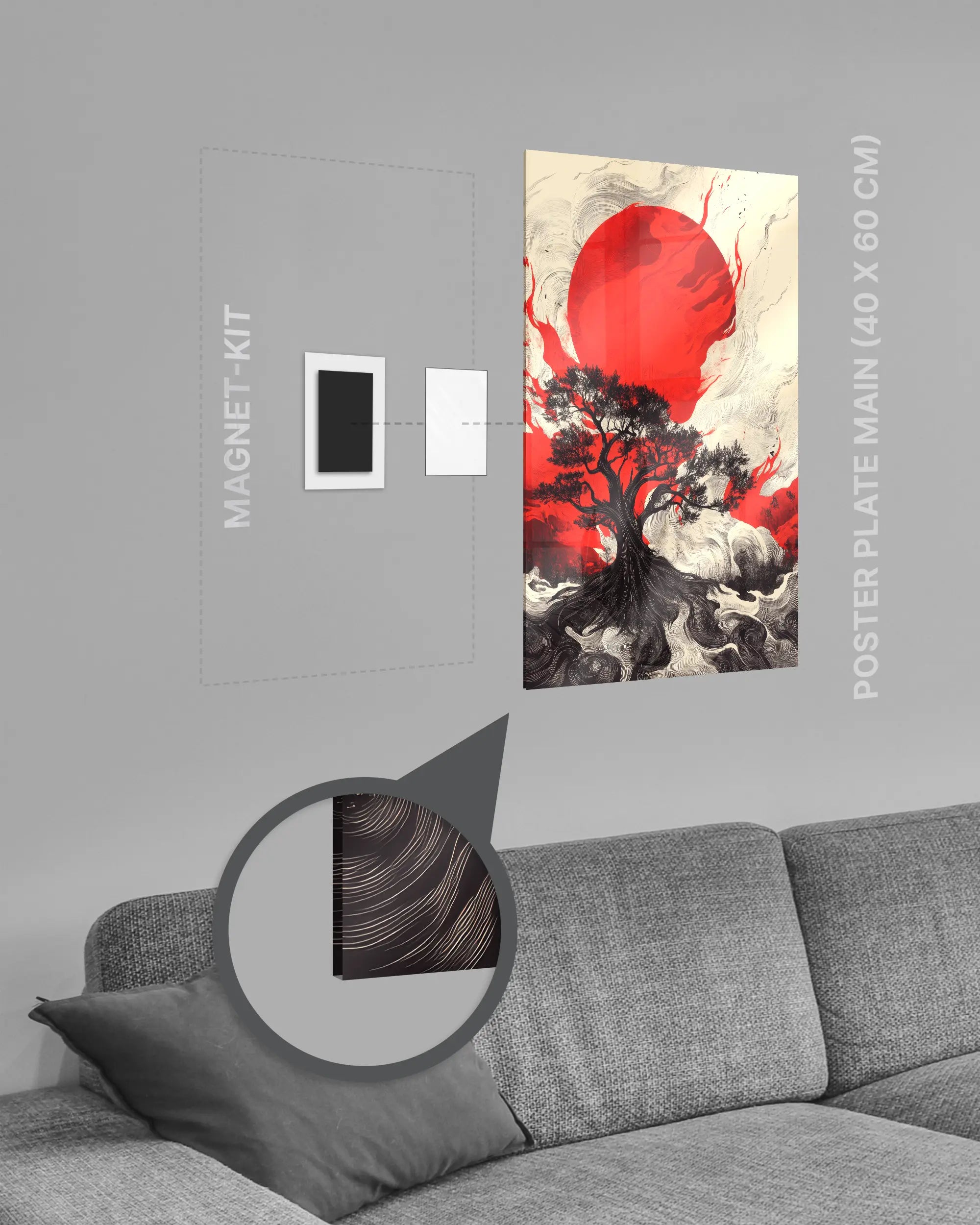 Magnet-Kit Seitenansicht des Poster Plate Designs Japan is lit im Acrylic Style in der Größe Main (40 x 60 cm)