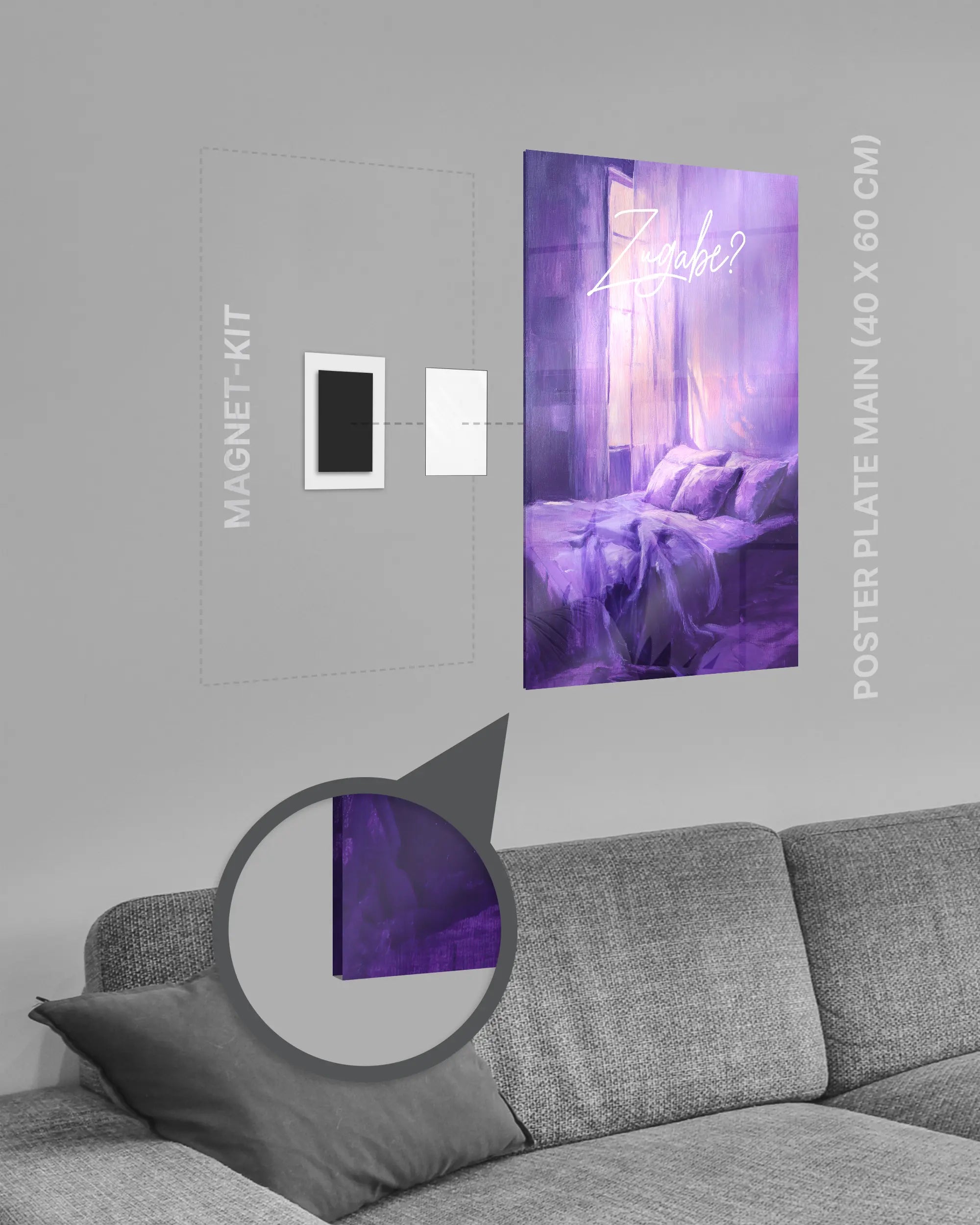 Magnet-Kit Seitenansicht des Poster Plate Designs Sexuell bedürftig im Acrylic Style in der Größe Main (40 x 60 cm)