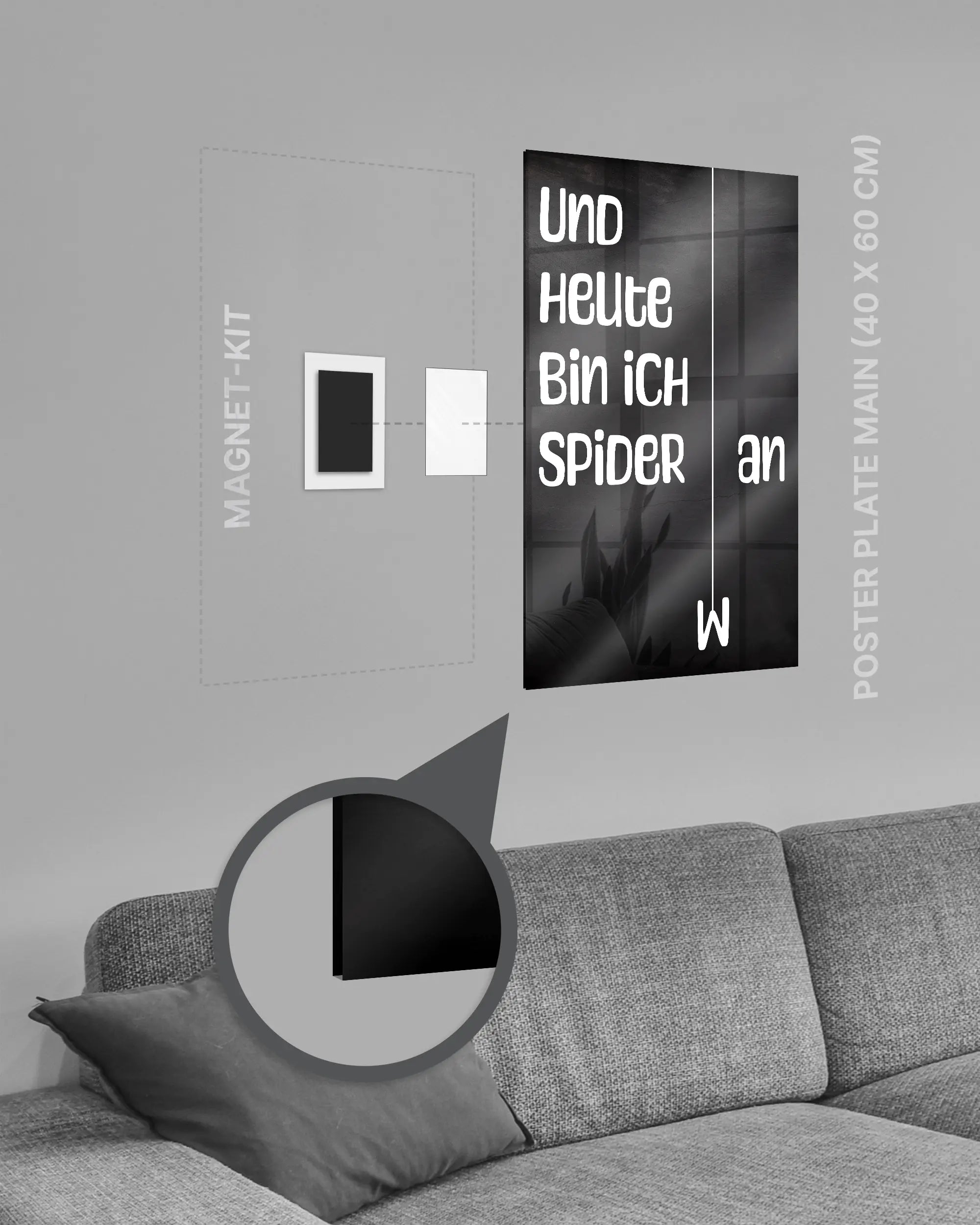 Magnet-Kit Seitenansicht des Poster Plate Designs Abhängen im Acrylic Style in der Größe Main (40 x 60 cm)