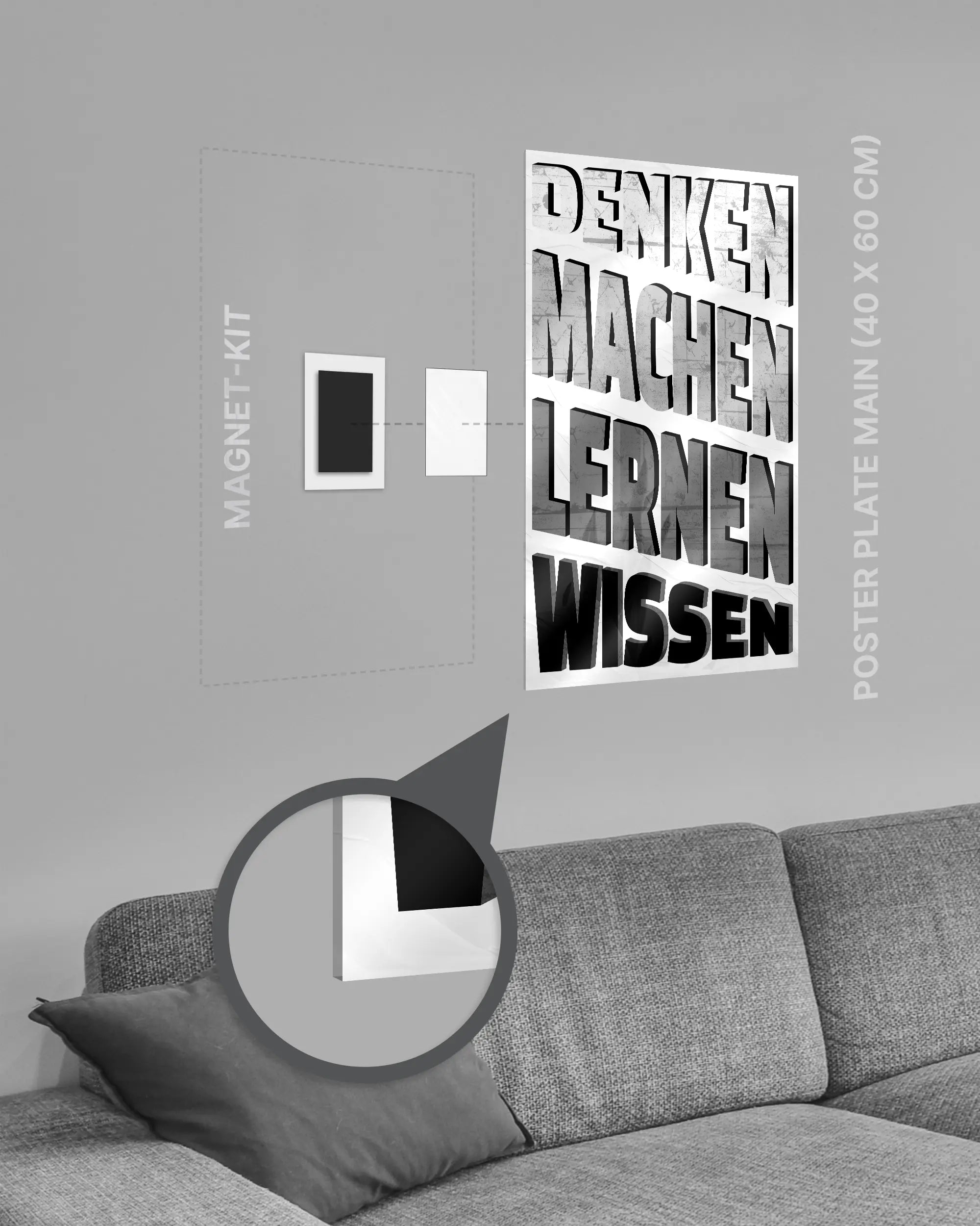 Magnet-Kit Seitenansicht des Poster Plate Designs Der Weg zum Wissen im Acrylic Style in der Größe Main (40 x 60 cm)