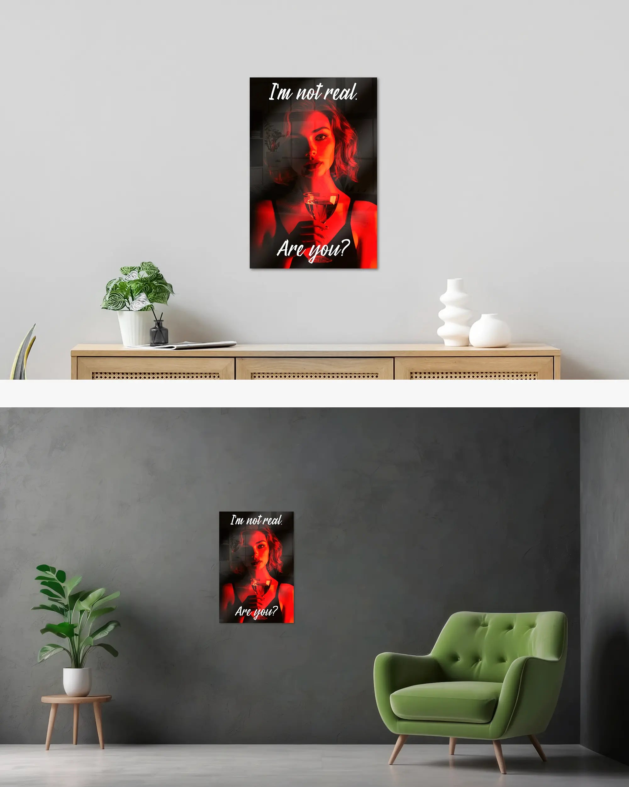 Wandansicht des Poster Plate Designs Are you for real im Acrylic Style in der Größe Main (40 x 60 cm)