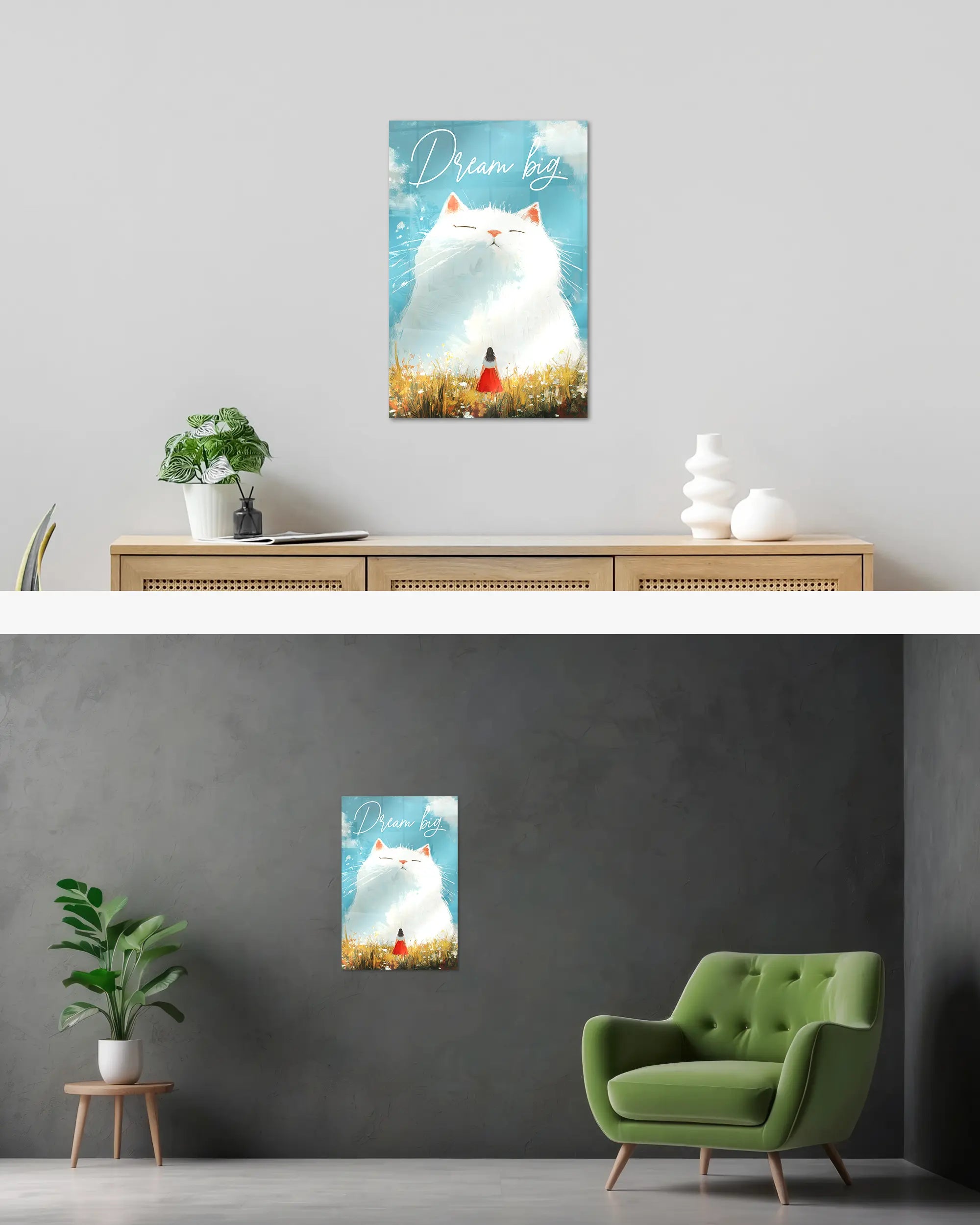 Wandansicht des Poster Plate Designs Dream Big im Acrylic Style in der Größe Main (40 x 60 cm)