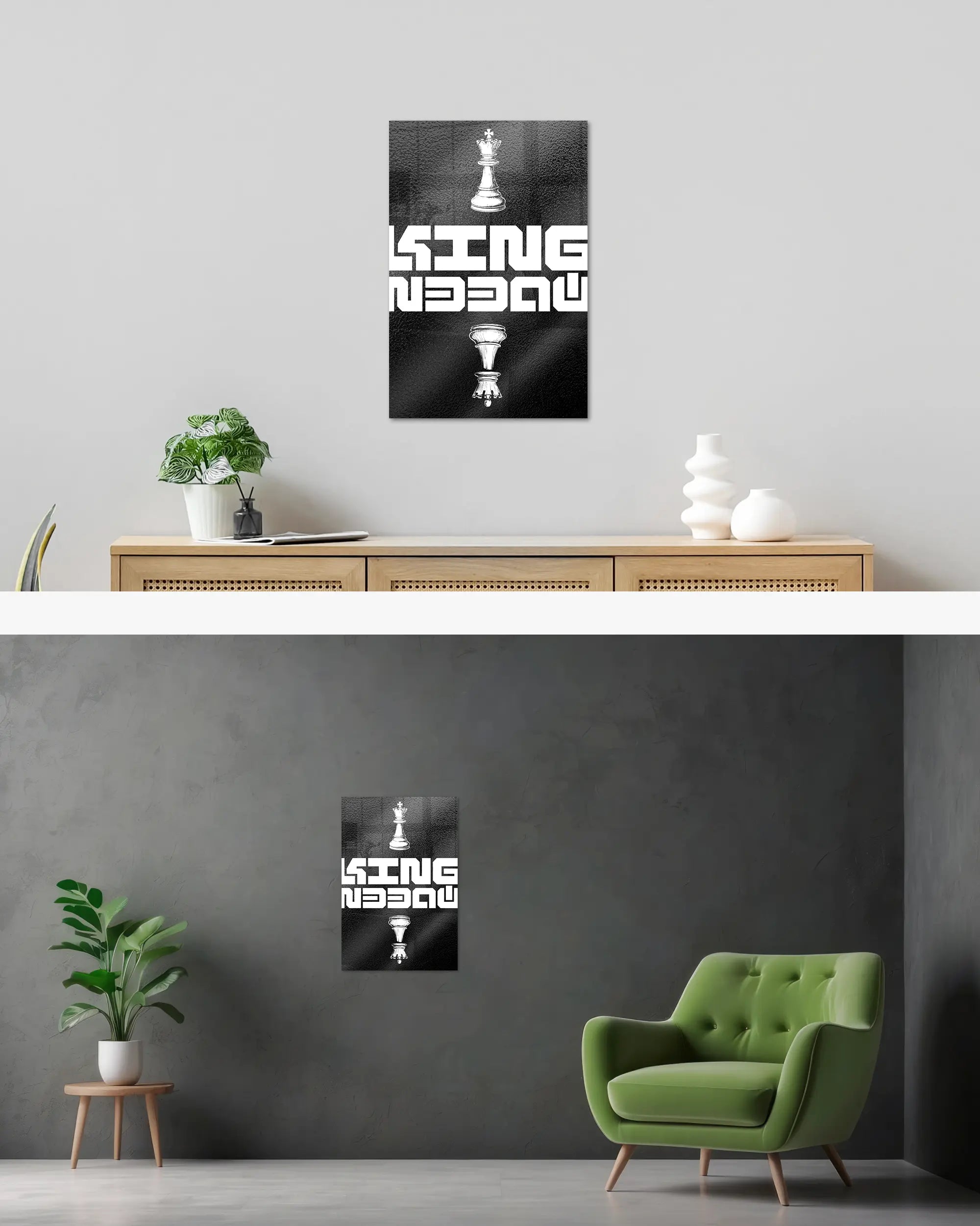 Wandansicht des Poster Plate Designs Chessday im Acrylic Style in der Größe Main (40 x 60 cm)