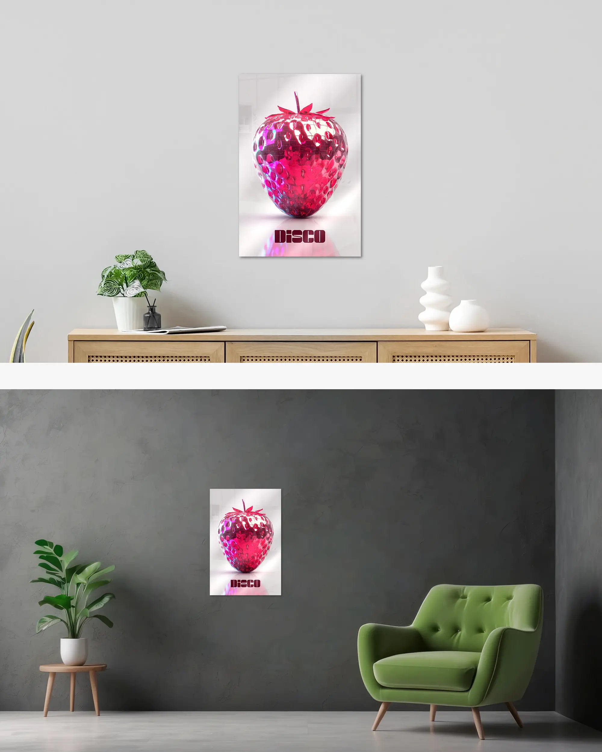 Wandansicht des Poster Plate Designs Discoberry im Acrylic Style in der Größe Main (40 x 60 cm)