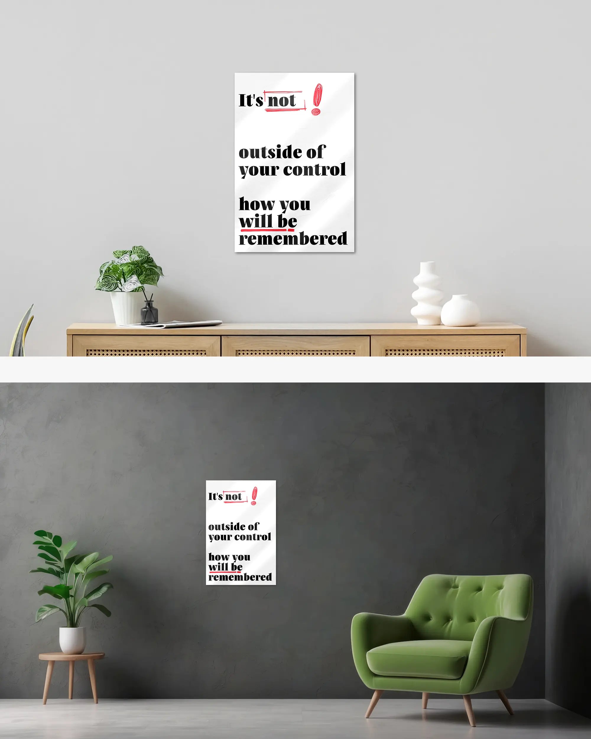 Wandansicht des Poster Plate Designs Write your story im Acrylic Style in der Größe Main (40 x 60 cm)