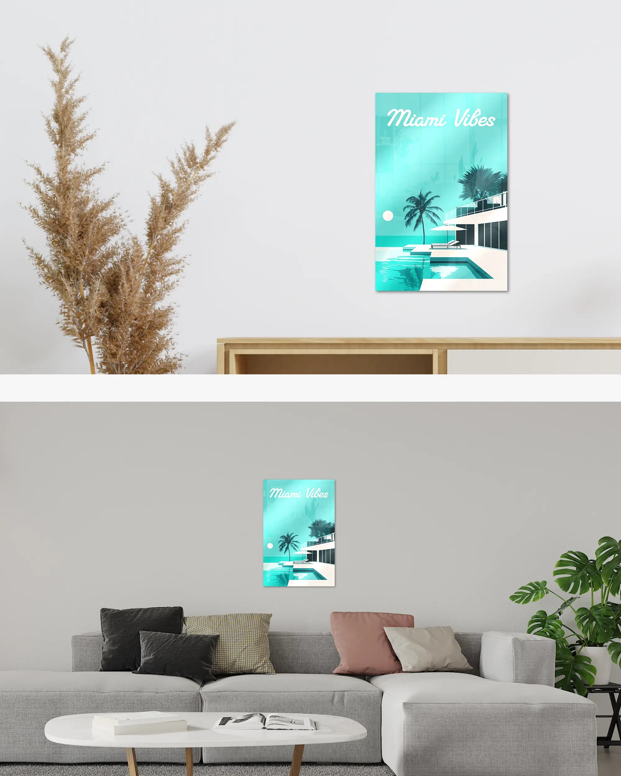 Zimmeransicht des Poster Plate Designs Miami Vibes im Acrylic Style in der Größe Main (40 x 60 cm)