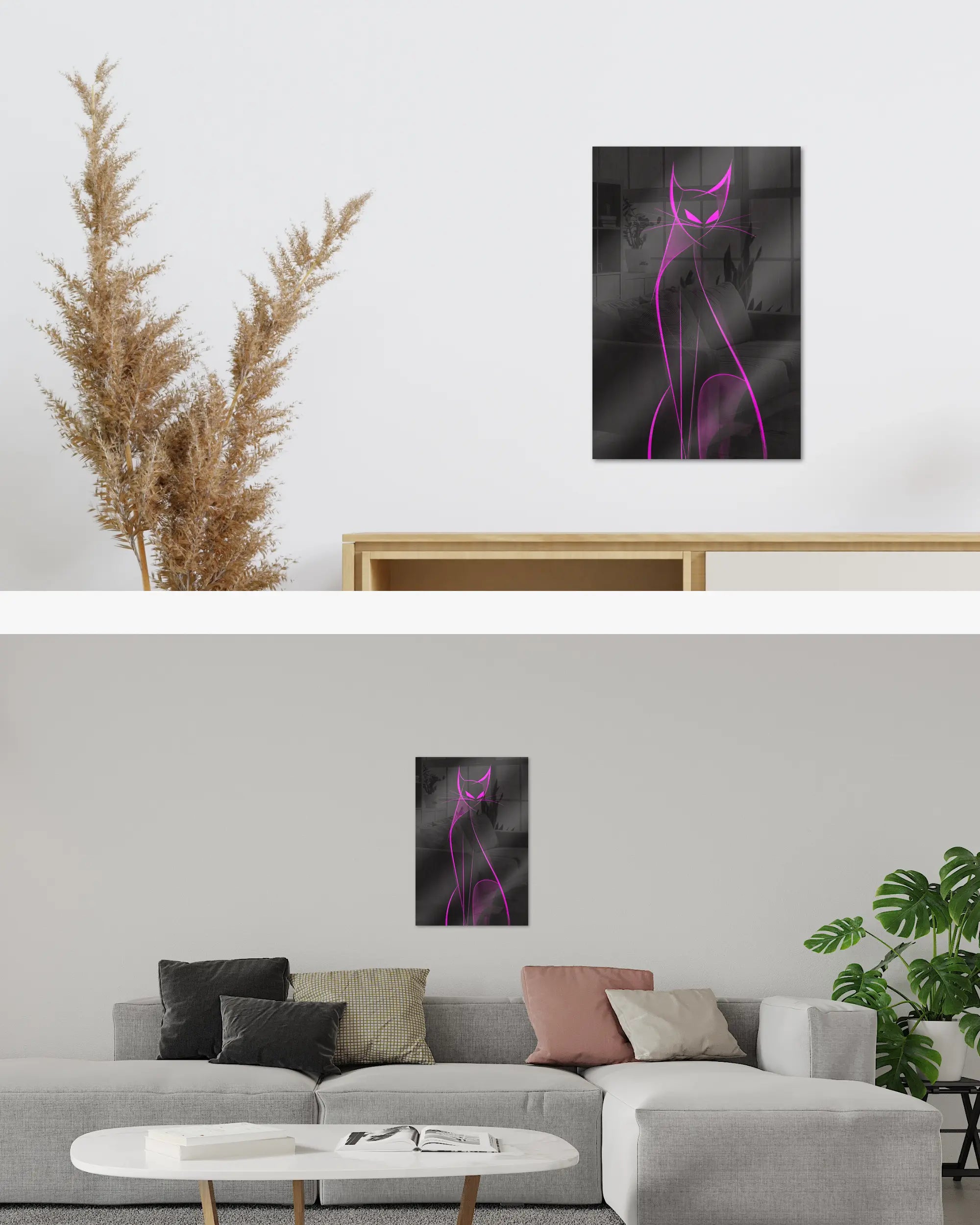 Zimmeransicht des Poster Plate Designs Katzenkrimi im Acrylic Style in der Größe Main (40 x 60 cm)