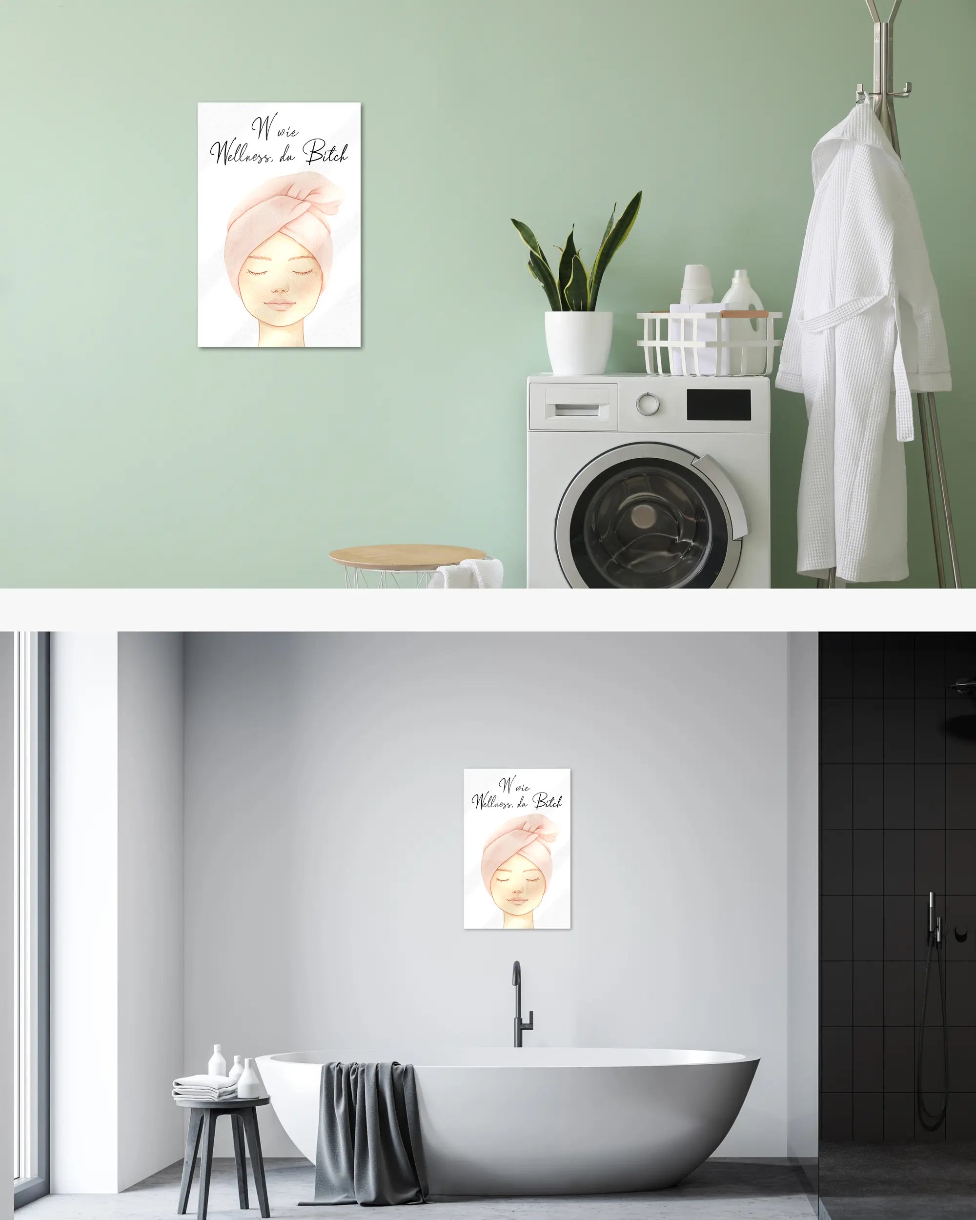 Zimmeransicht des Poster Plate Designs Wellness Routine im Acrylic Style in der Größe Main (40 x 60 cm)