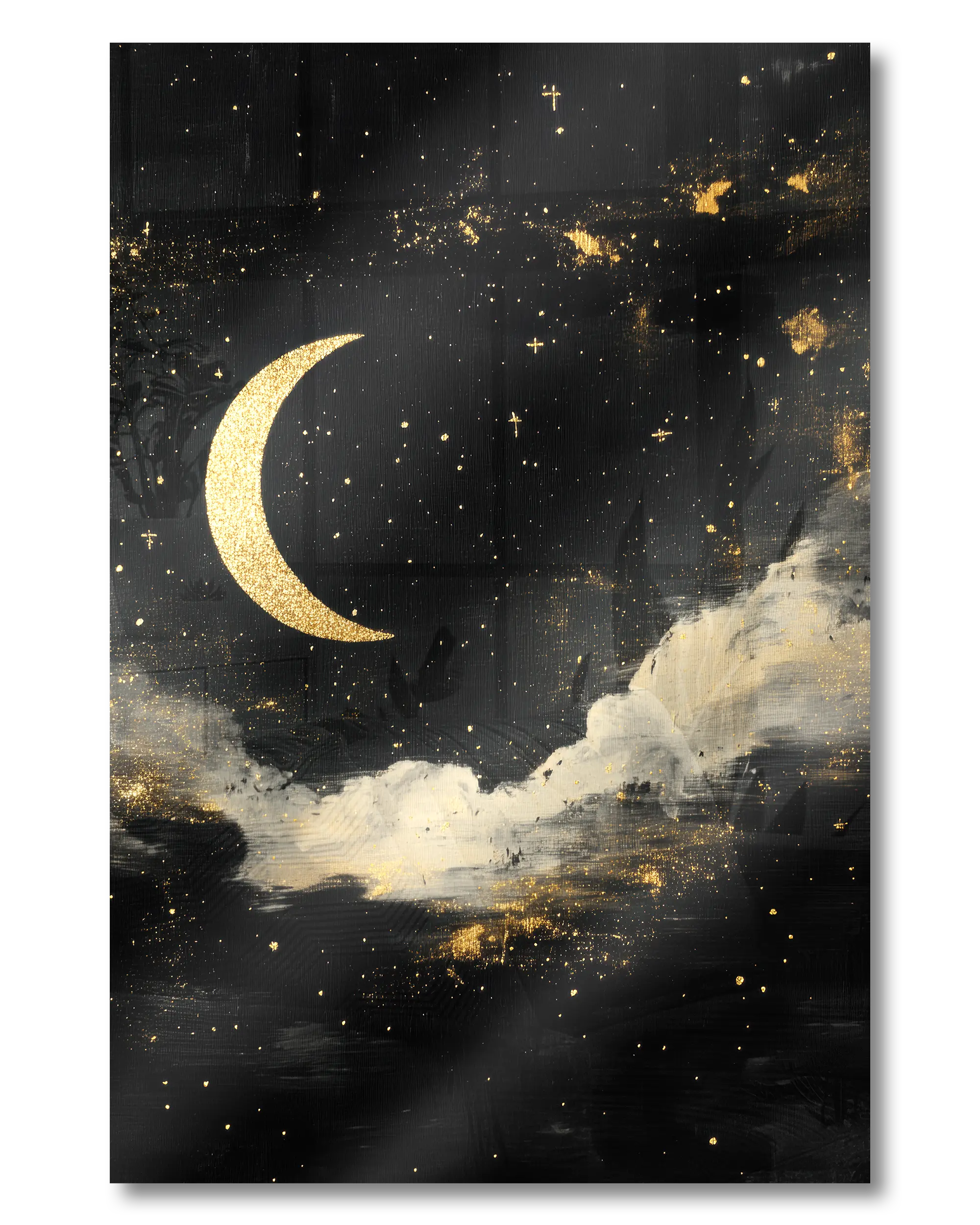 Frontalansicht des Poster Plate Designs Goldenes Mondgedicht im Acrylic Style in der Größe Mini (20 x 30 cm)