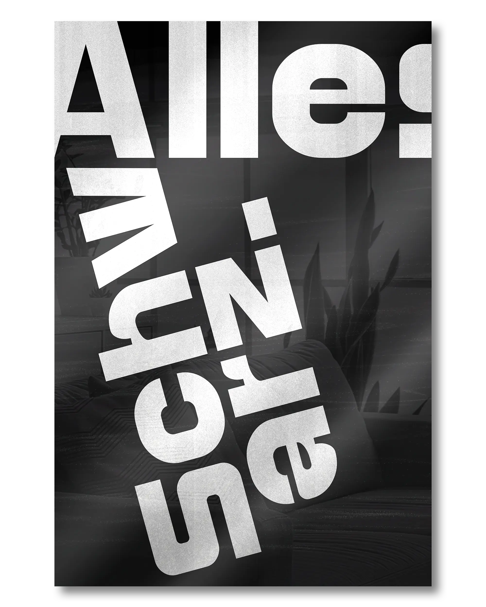 Frontalansicht des Poster Plate Designs Alles Schwarz im Acrylic Style in der Größe Mini (20 x 30 cm)