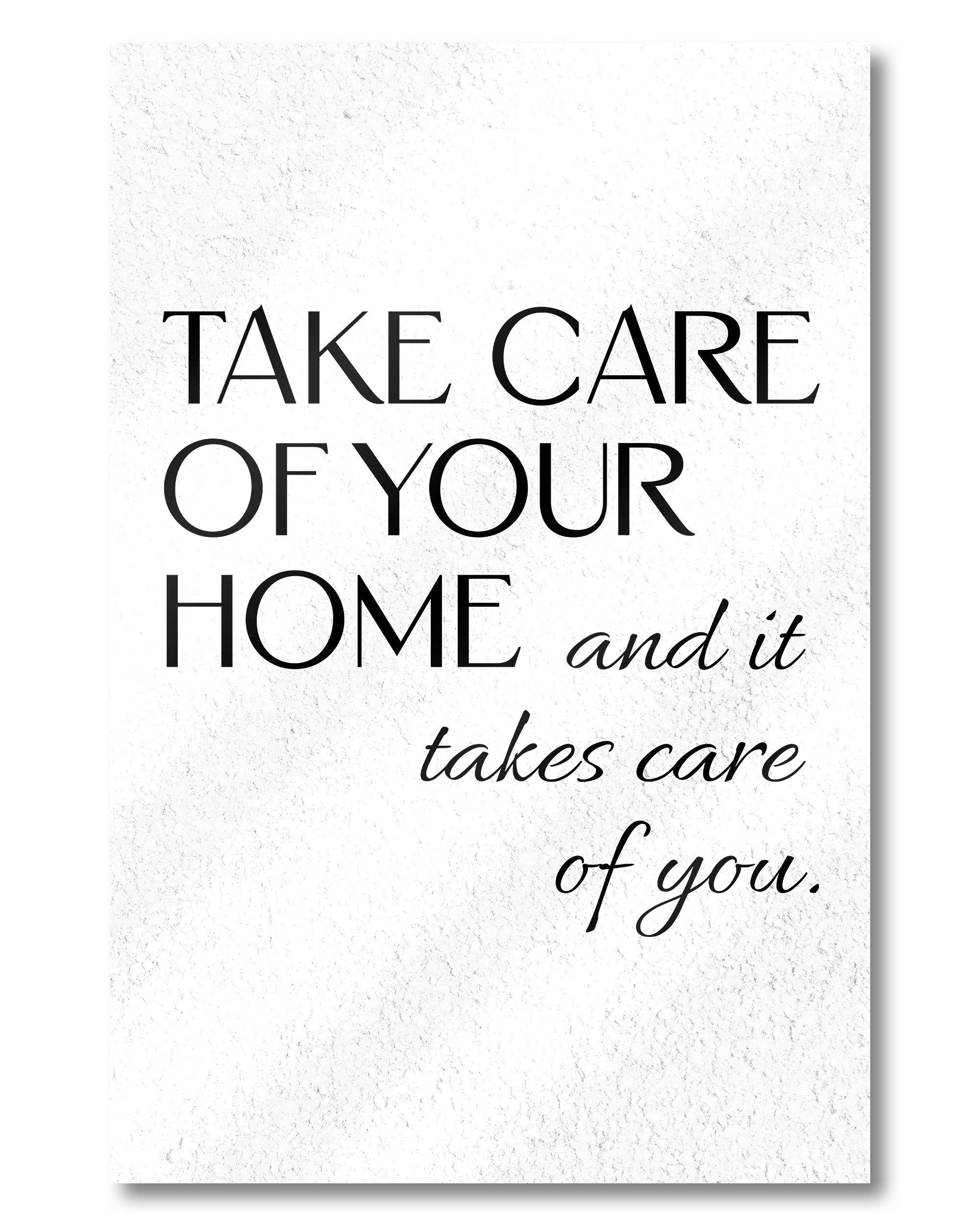 Frontalansicht des Poster Plate Designs Take Care im Acrylic Style in der Größe Mini (20 x 30 cm)