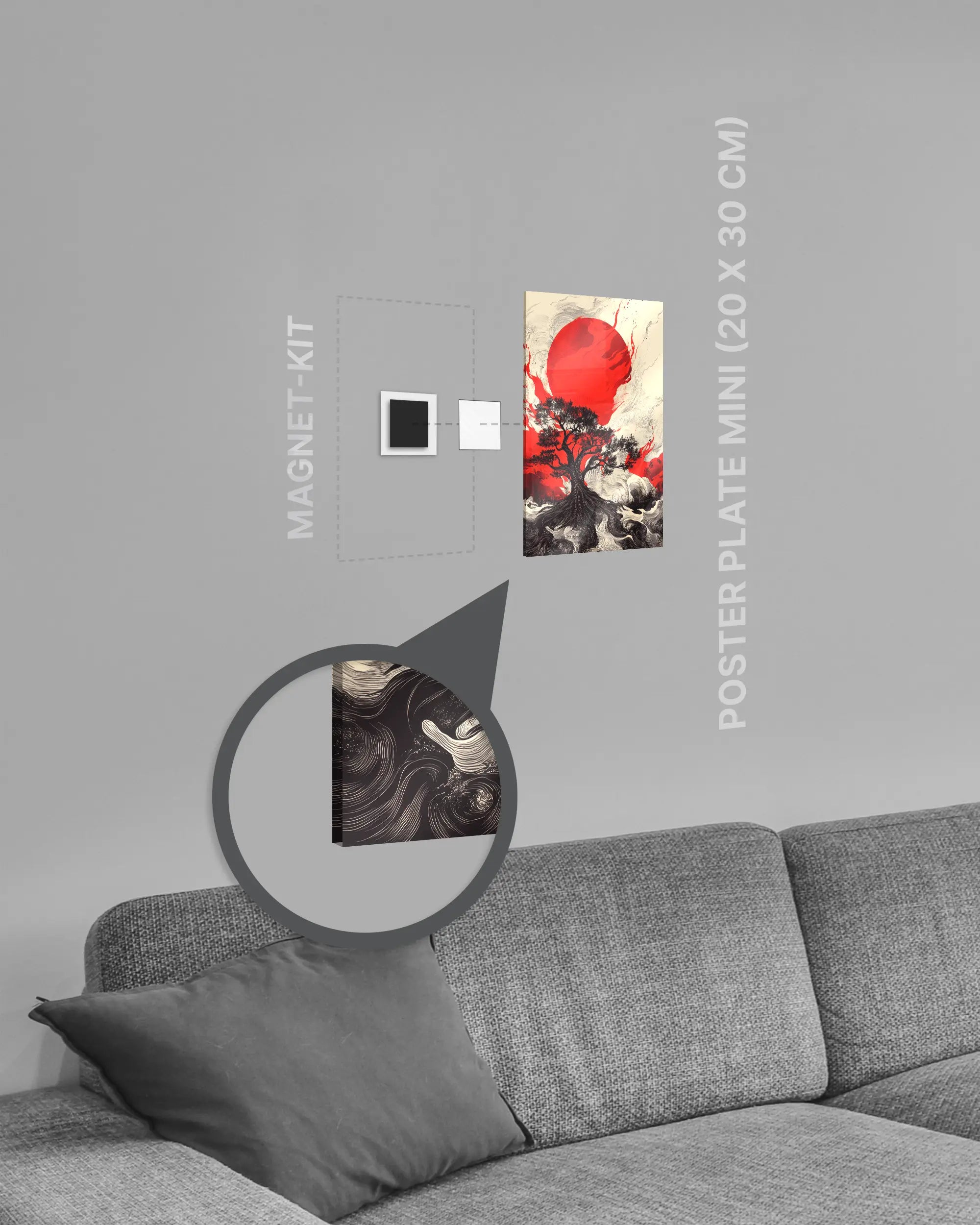 Magnet-Kit Seitenansicht des Poster Plate Designs Japan is lit im Acrylic Style in der Größe Mini (20 x 30 cm)